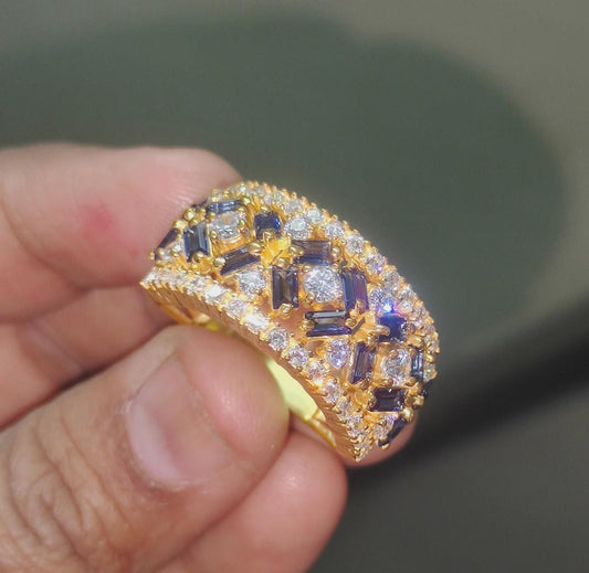 2Ct Baguette Cut Blue Sapphire Engagement Anniversary Wedding Women's Band Ring 14K Yellow Gold Finish Gift For Her ,Birthday Gift,