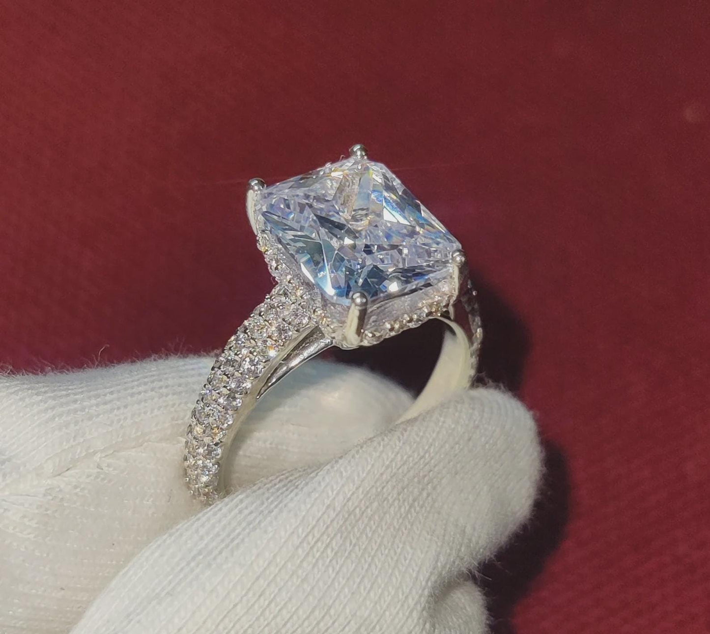 2.50Ct Emerald Cut Simulated Diamond Solitaire Engagement Anniversary Ring 14K White Gold Finish 925 Sterling Silver Wedding Gift For her