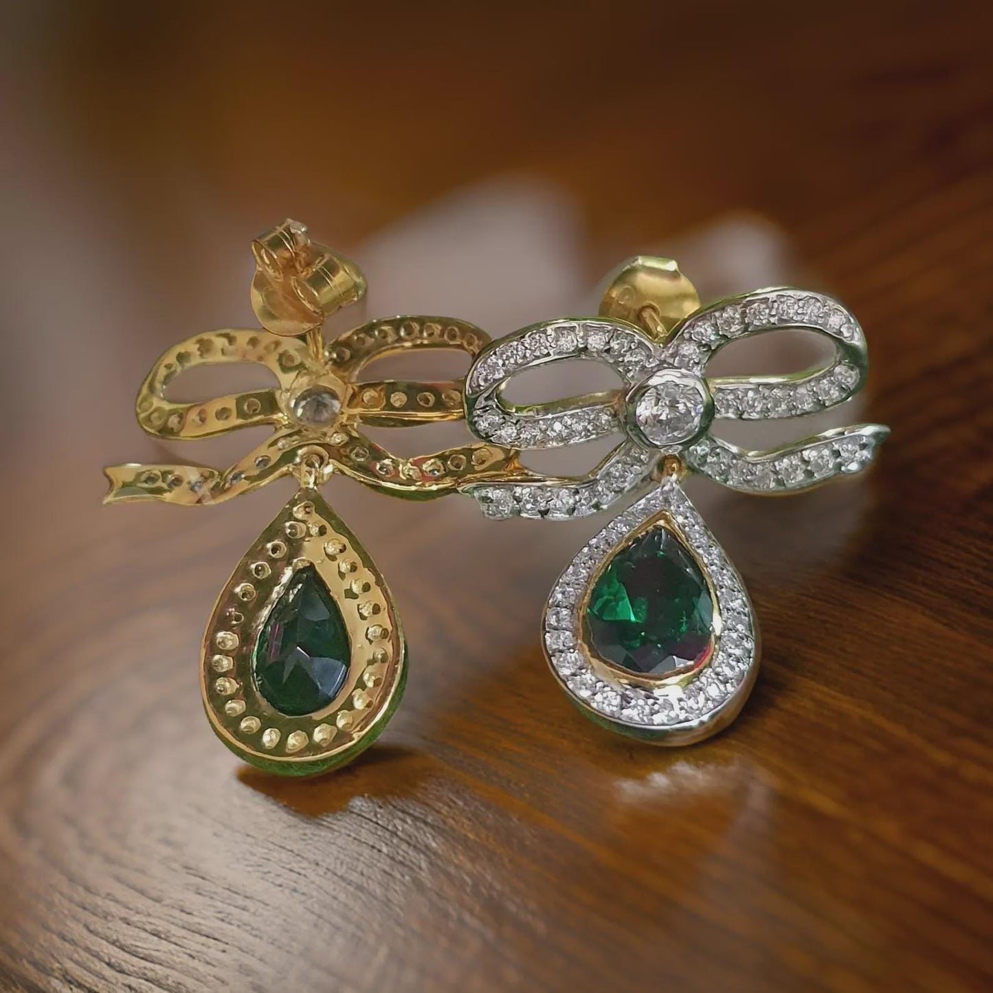 2Ct Drop Dangle Earring Pear Cut Green Emerald Diamond 14K Two-Tone Gold Plated 925 Sterling Silver Dangle Earring Birthday Gift