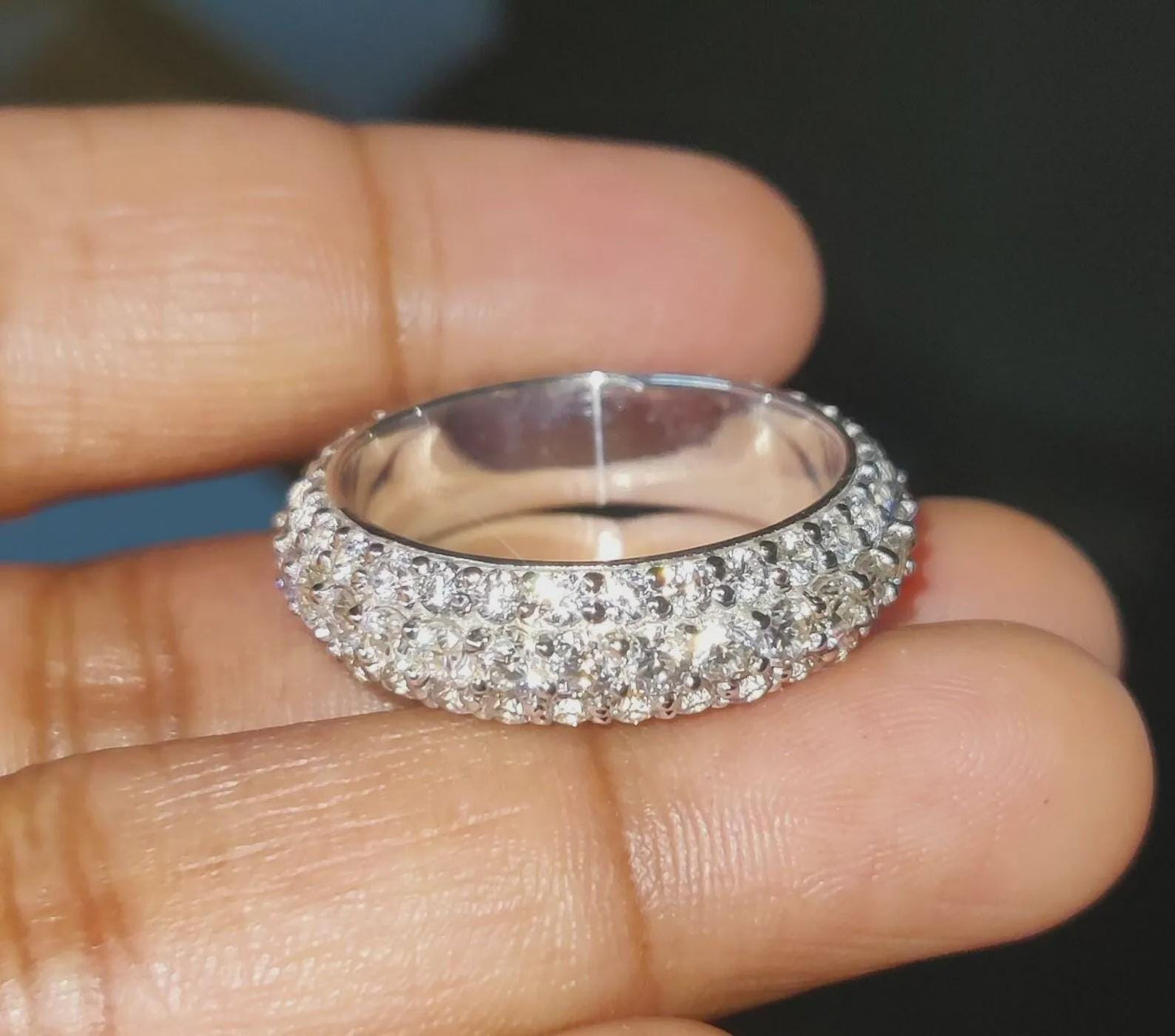 2Ct Diamond Band Ring Lab-Created Round Diamond Wedding Anniversary Band Ring 14K White Gold Finish 925 Silver Band Unisex Engagement Ring