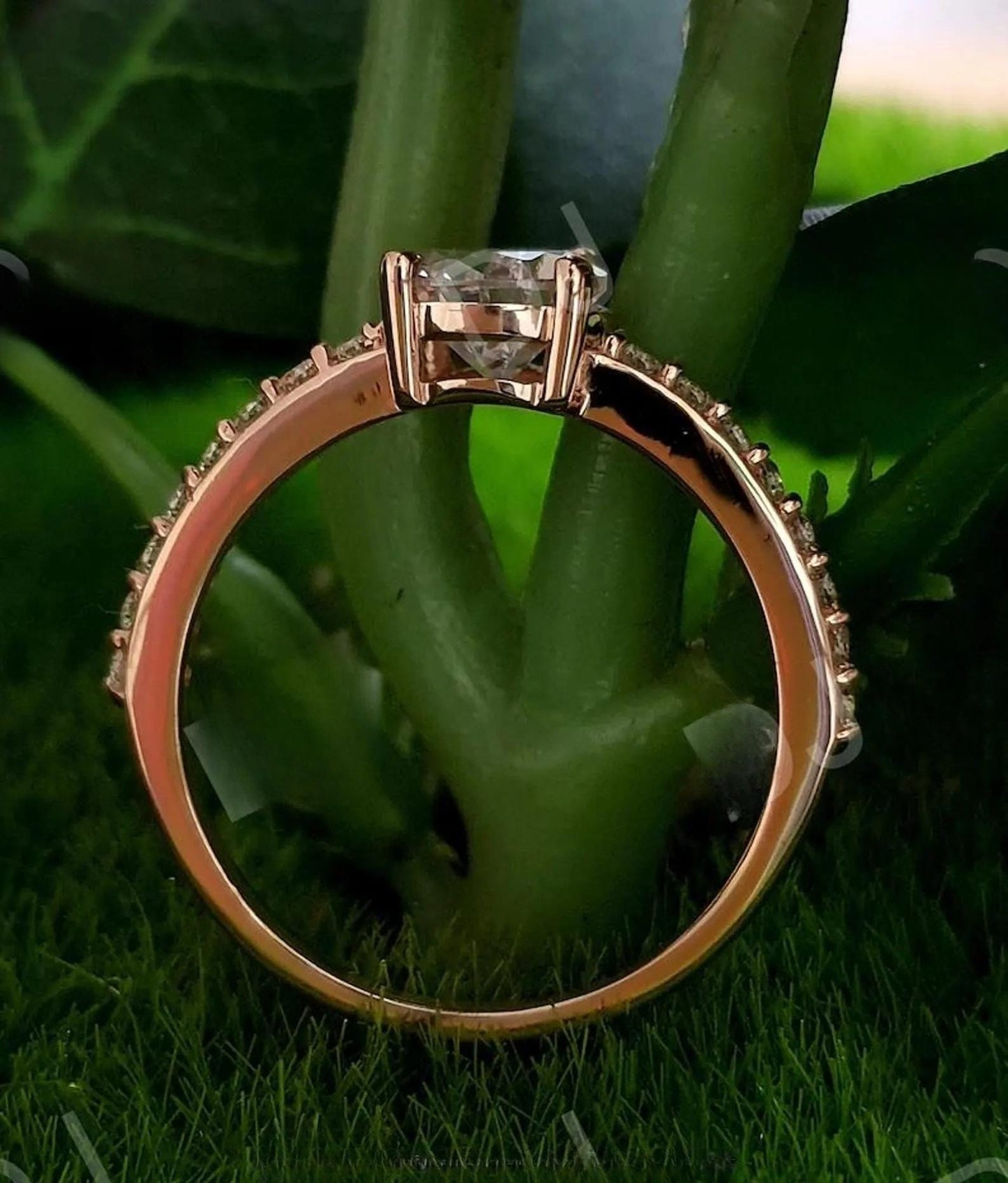 2Ct Diamond Pear Cut Wedding Ring Simulated Diamond Solitaire Ring 14K Rose Gold Finish Sterling 925 Silver Engagement Ring Birthday Gift