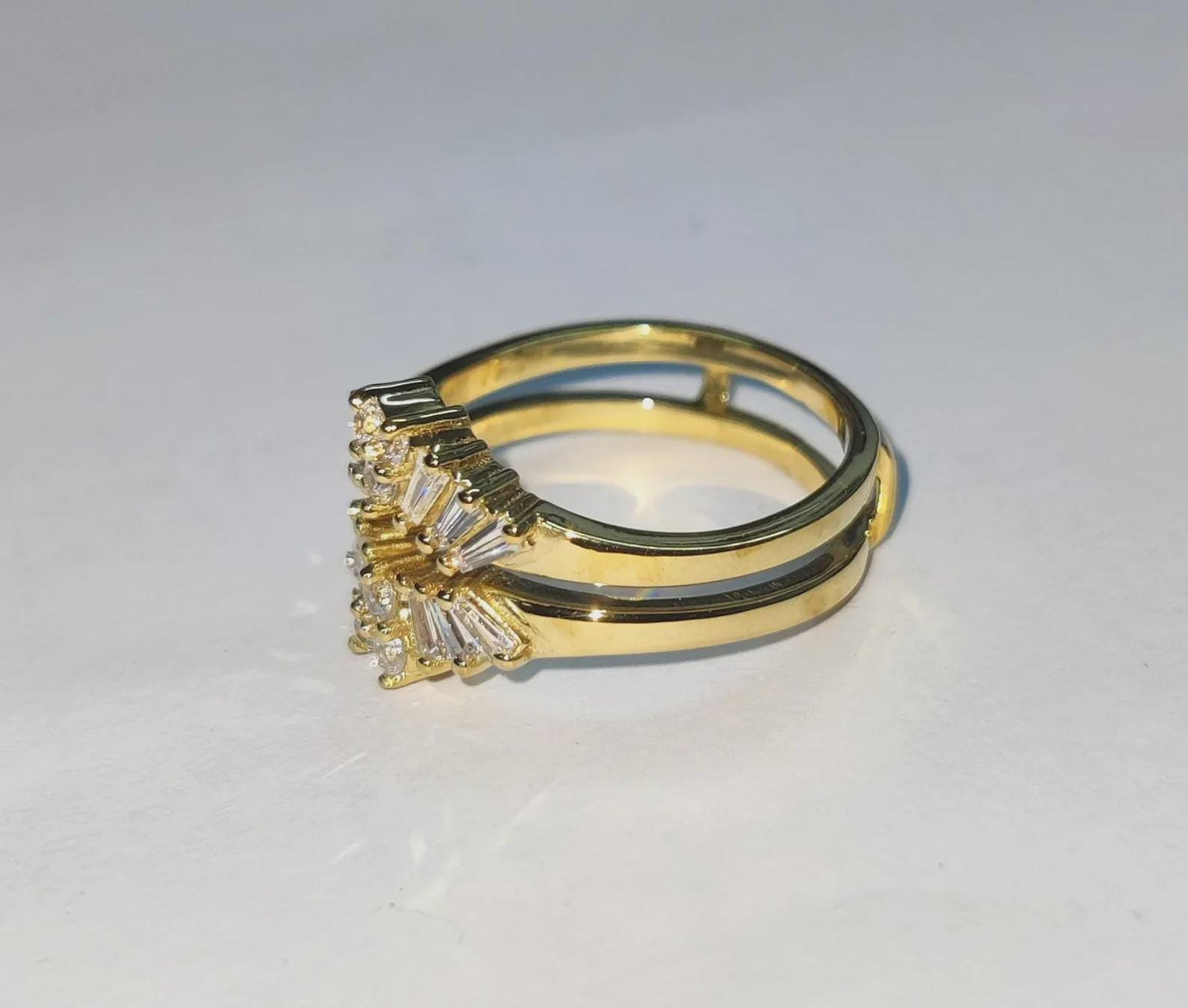 2Ct  Baguette Cut Simulated Diamond Anniversary Ring 14K Yellow Gold Finish 925 Silver Enhancer Guard Engagement Ring Gift For Party