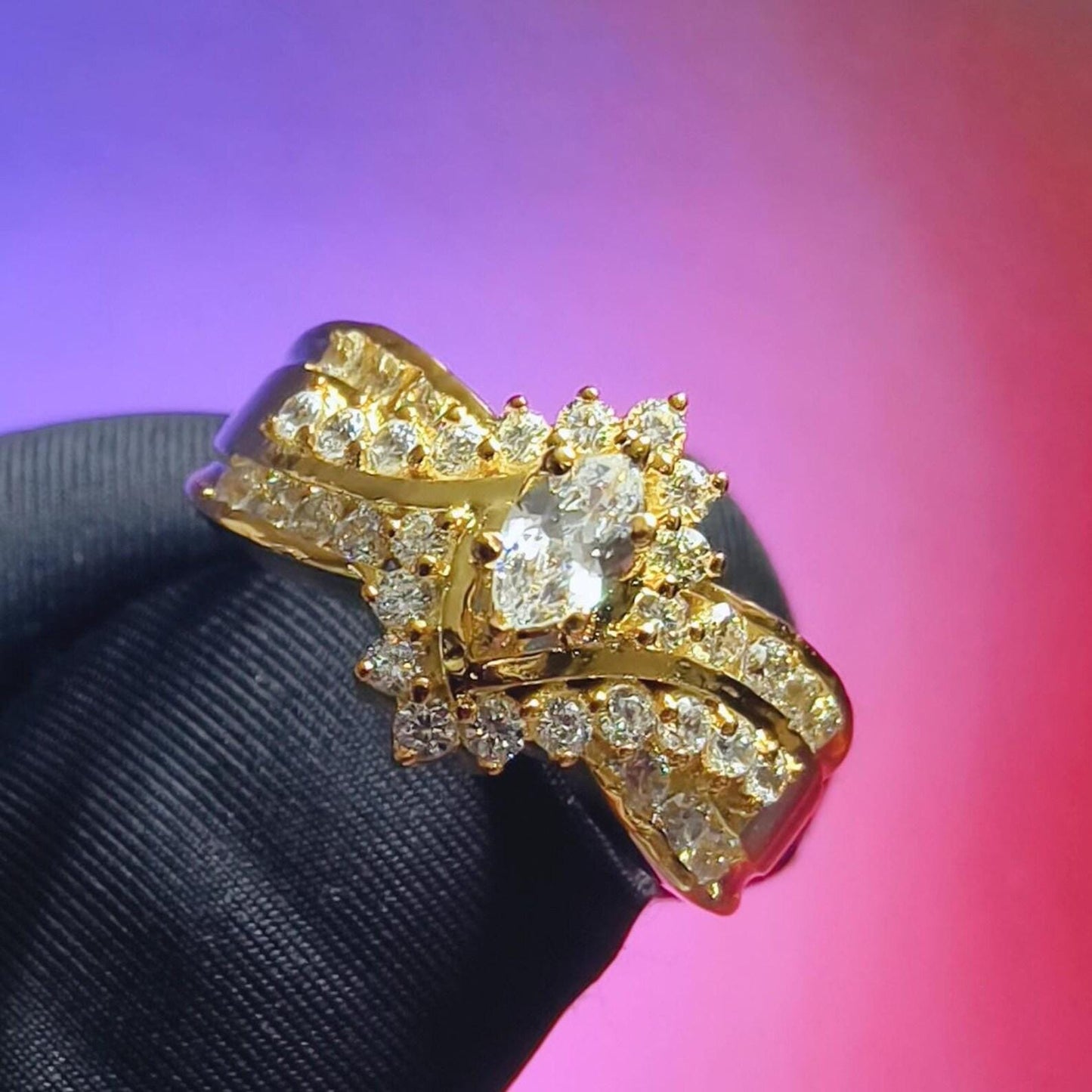 2Ct Marquise Cut Simulated White Diamond Wedding Engagement Anniversary Ring 14k Yellow Gold Plated- 925 Silver, Gift