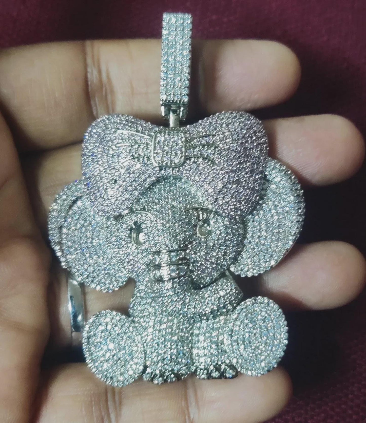 3Ct Diamond Round Cut Simulated Diamond Pendant, Cartoon Pendant 14K White Gold Finish 925 Sterling Silver Birthday and Party Pendant Gift