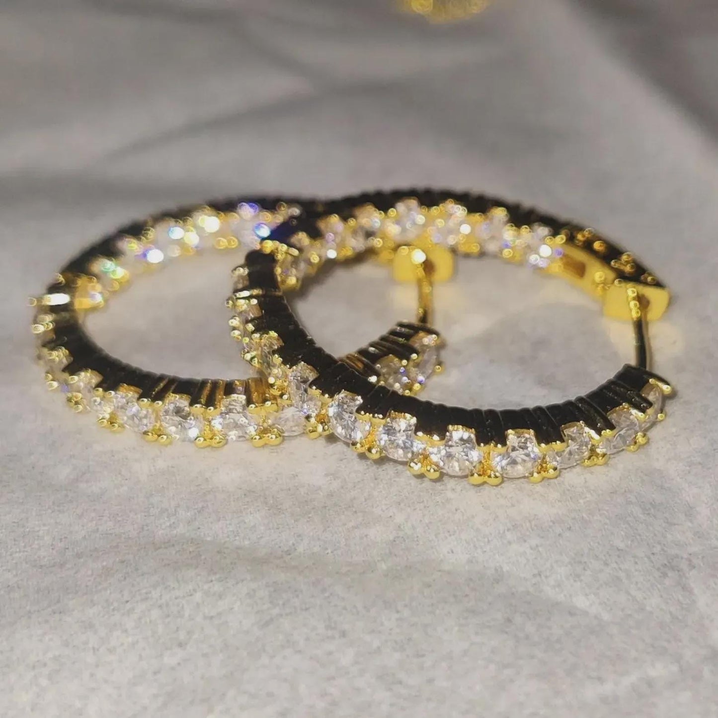 2Ct Round Hoop Earrings Lab Created Diamond Women's Huggie Hoop Earrings 14K Yellow Gold Finish 925 Silver Hoop Earrings