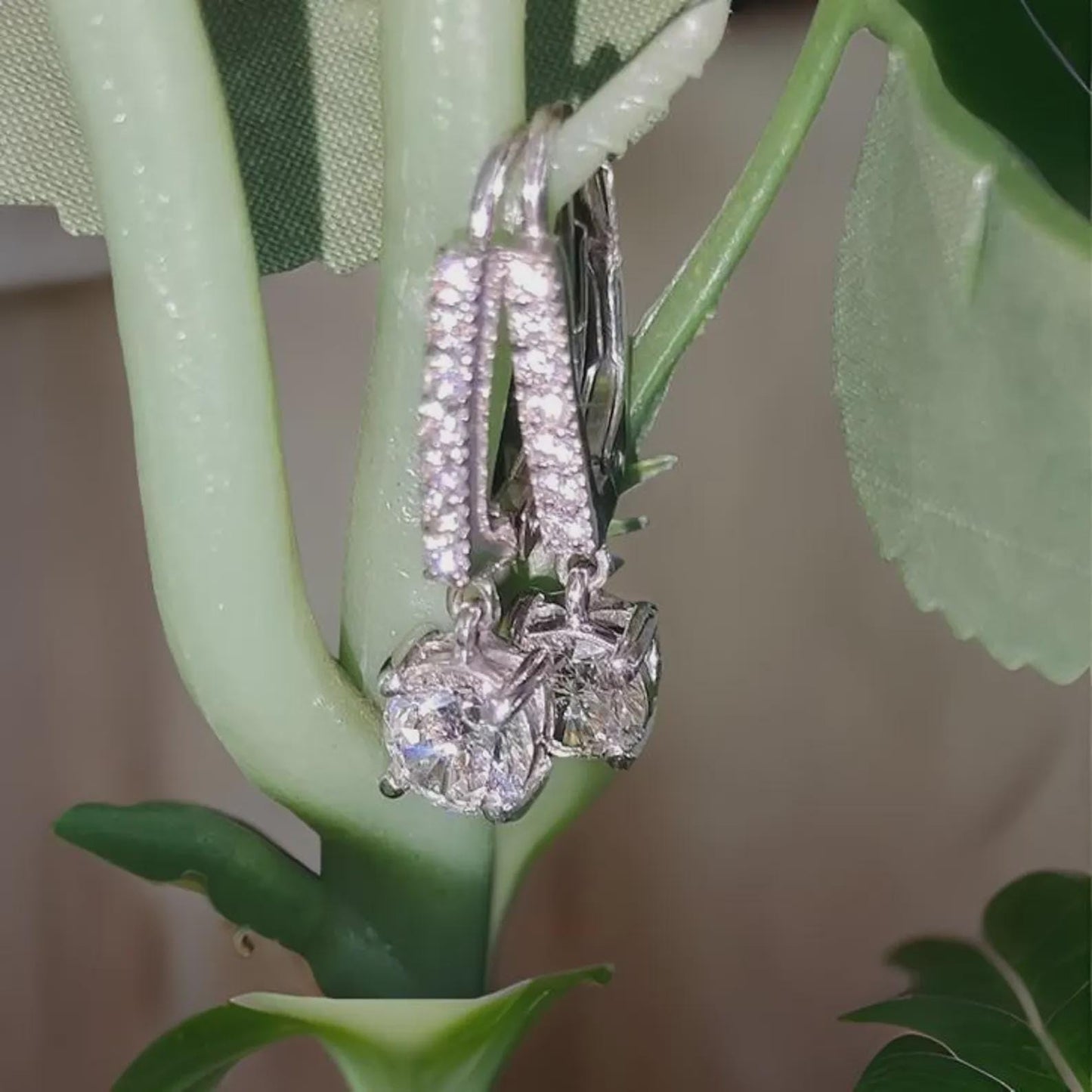 2Ct Round Cut Simulated Diamond Drop Dangle Women's Earrings 14K White Gold Plated 925 Sterling Silver, Gift For Birthday Wear