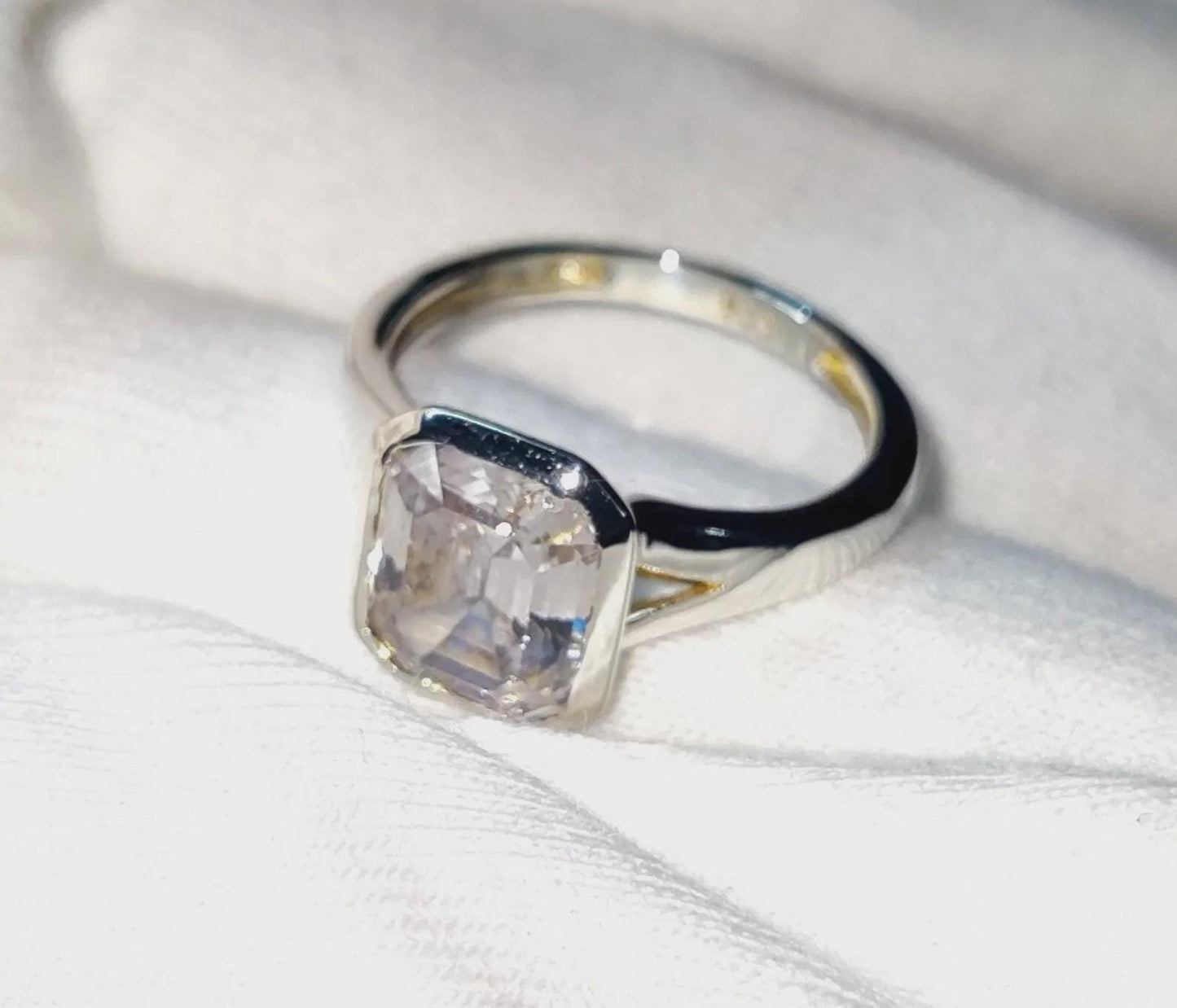 2Ct Diamond Emerald Cut Simulated Diamond Solitaire Prong Engagement Anniversary Wedding Ring 14K White Gold Finish Gift 925 Sterling Silver