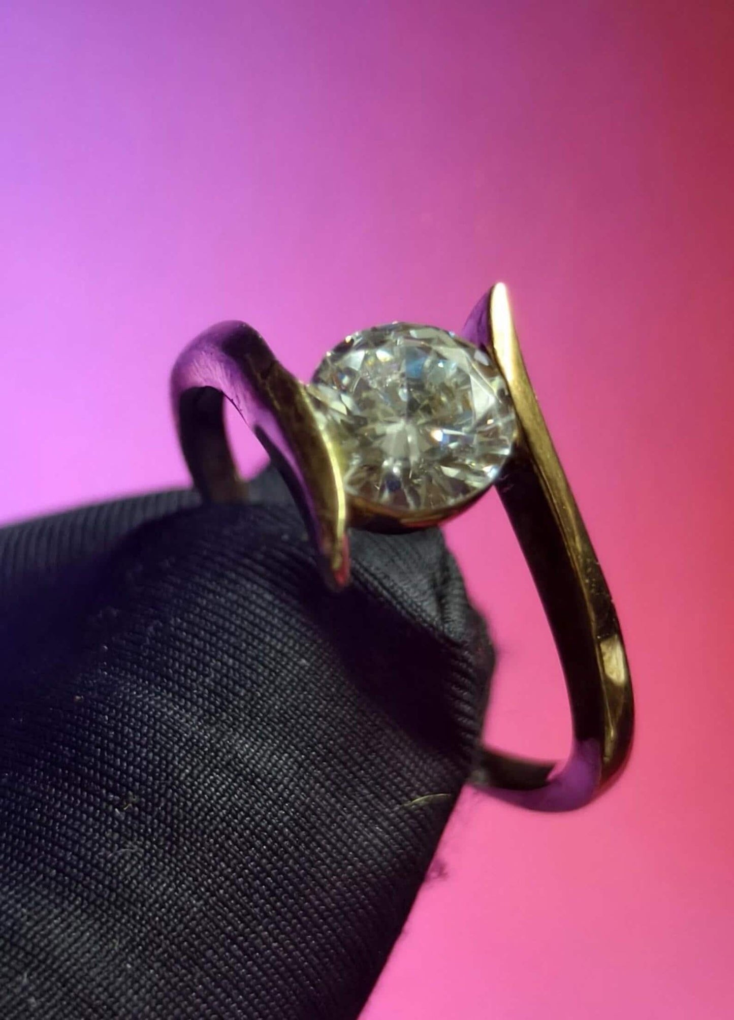 2Ct Moissanite Solitaire Ring Round 14K Yellow Gold Plated 925 Sterling Silver, Anniversary Ring, Wedding Ring, Gift For Her