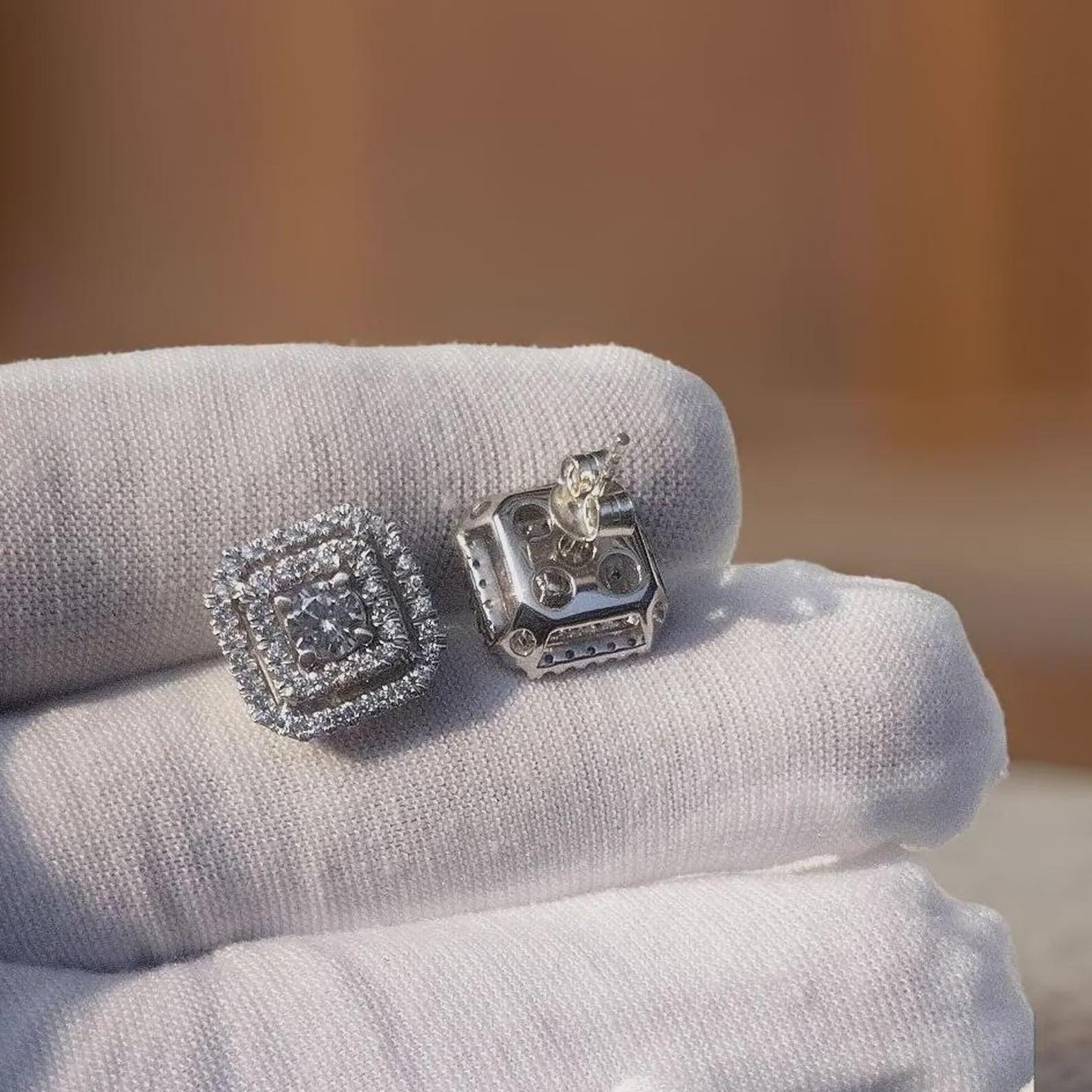 2Ct Round Cut Lab-Created VVS1 Diamond Push Back Cluster Halo Women's Stud Earrings 14K White Gold Plated Unisex Diamond Stud Earrings