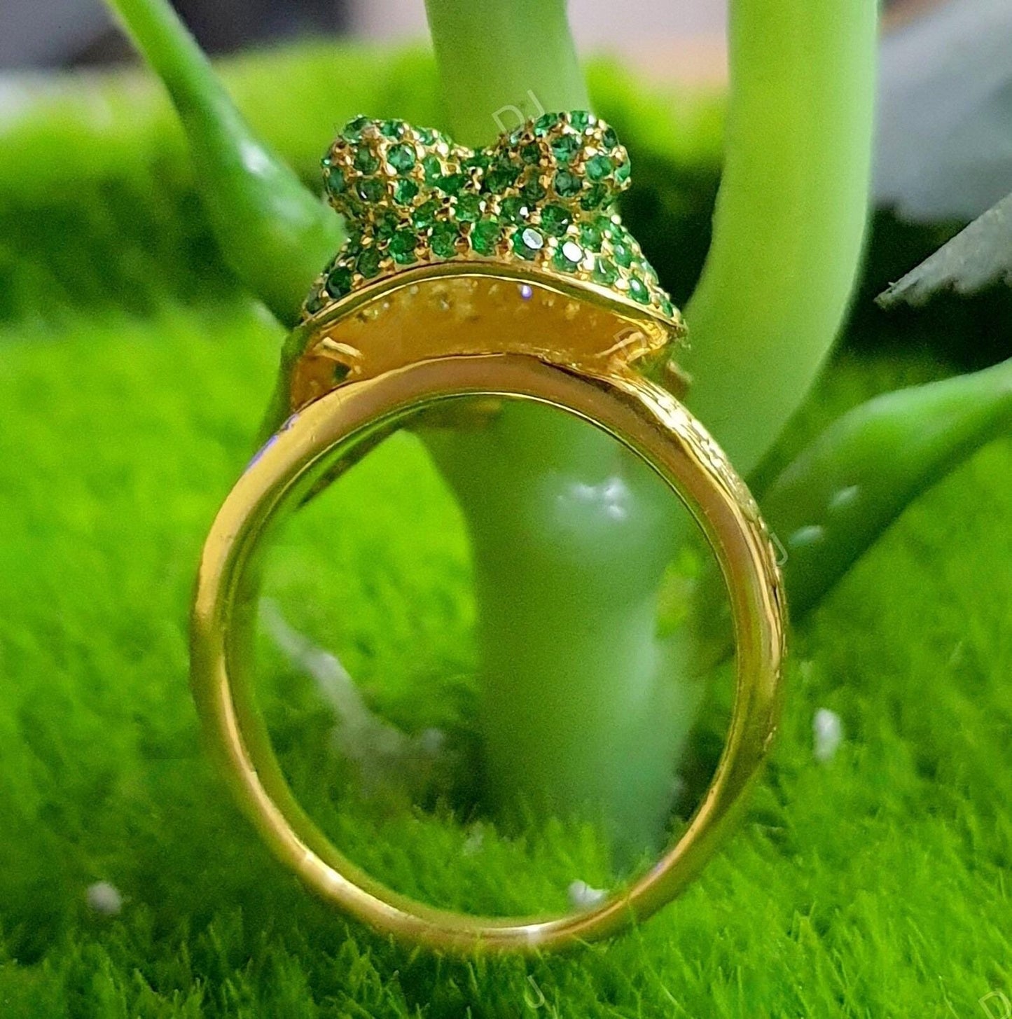 2Ct Round Cut Red Ruby and Emerald Frog Animal 14K Yellow Gold Finish Engagement Anniversary Ring, Birthday Gift, Ring For Her