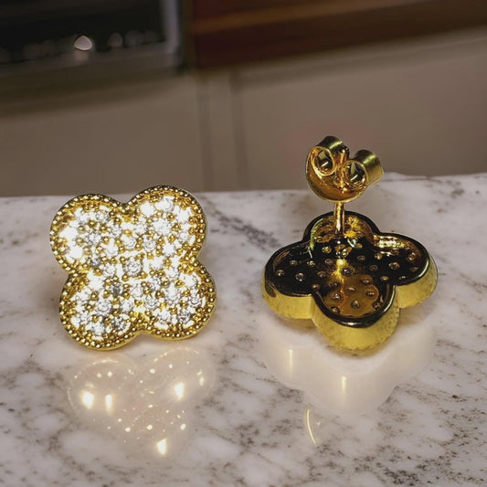 1.50Ct Round Cut Diamond Women's Stud Earrings Cluster Stud Earrings 14K Yellow Gold Finish 925 Silver Stud Earrings Push Back Stud Earrings