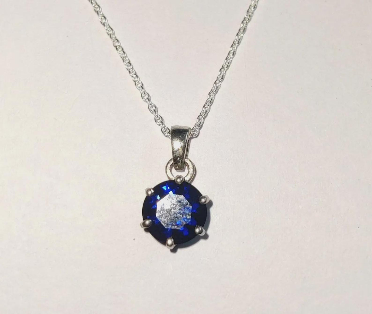 Blue Sapphire Pendant 2Ct Lab-Created Round Cut Blue Sapphire Solitaire Pendant 14K White Gold Plated Sapphire Pendant Blue Sapphire Pendant
