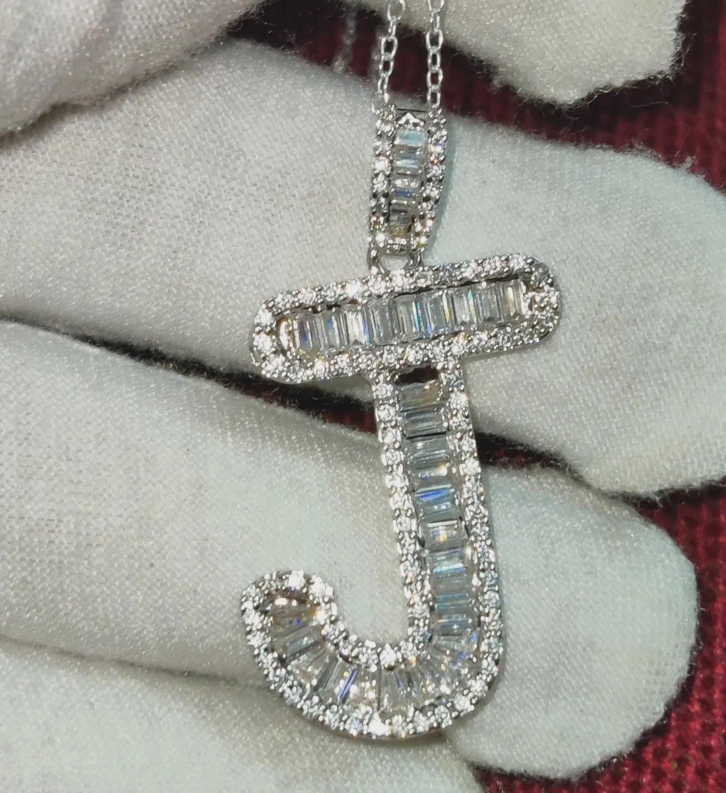 2Ct Diamond Baguette Cut Simulated Diamond Pendant, Custom Any Letter Diamond Pendant, Unisex Diamond Pendant, For Birthday Pendant Gift
