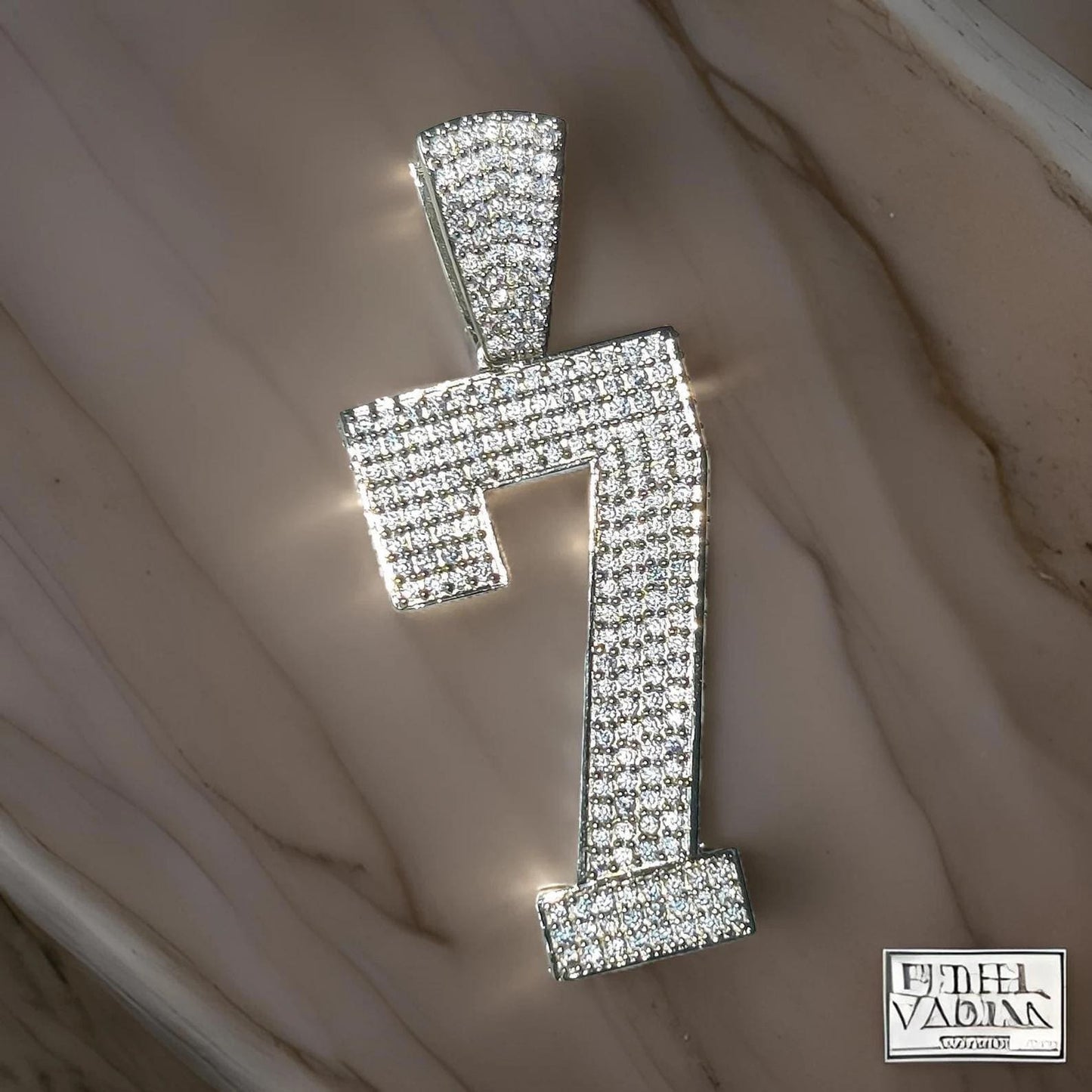 2Ct Moissanite Number Pendant Round Moissanite Pendant 14K White Gold Plated 925 Sterling Silver Custom Any Number Pendant