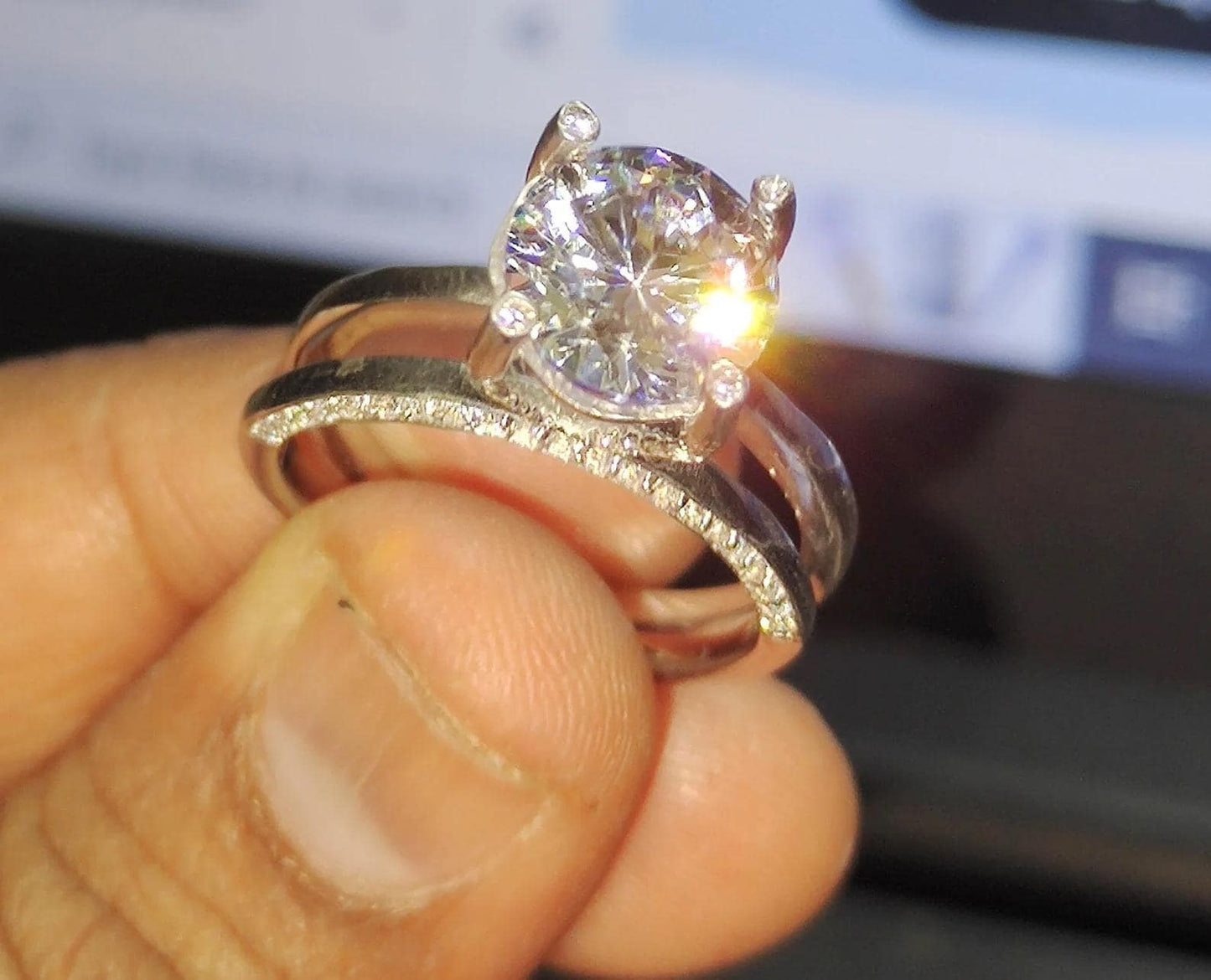 2Ct Round Cut Simulated White Diamond Wedding Women Engagement Anniversary Band Ring 14k White Gold Plated- 925 Silver, Gift for Her