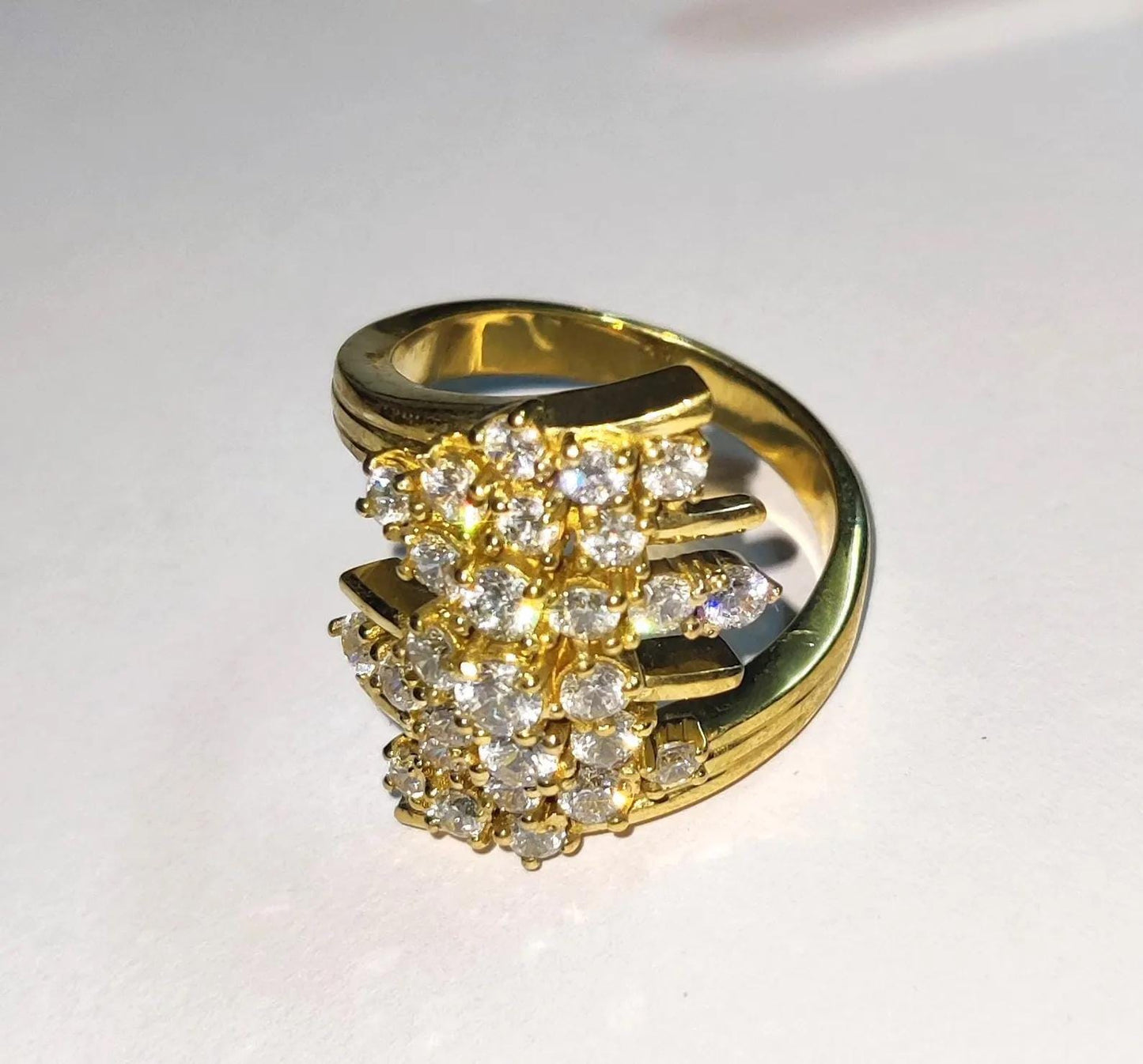 2Ct Diamond Round Cut Lab-Created Diamond Cluster Halo Engagement Anniversary Ring 14K Yellow Gold Finish 925 Sterling Silver, Birthday Gift