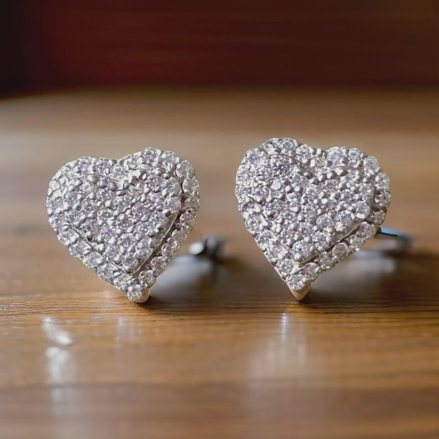 2Ct Heart Shape Stud Earrings Round Simulated Diamond Earrings 14k White Gold Plated, Cluster Earrings,  Push Back Earring Gift for Party