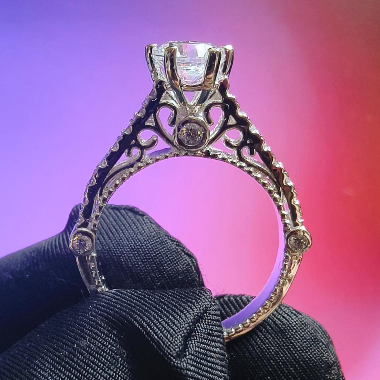 Round Cut Simulated White Diamond Wedding Engagement Anniversary Ring 14k White Gold Plated- 925 Silver, Gift for Her