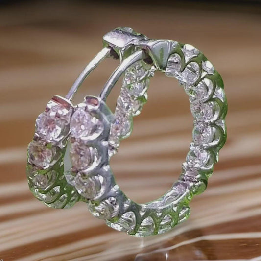 2Ct Round Cut Diamond Hoop Earring Simulated 14K White Gold Finish 925 Sterling Silver For Special Occasion, Birthday Gift, Daily Wear