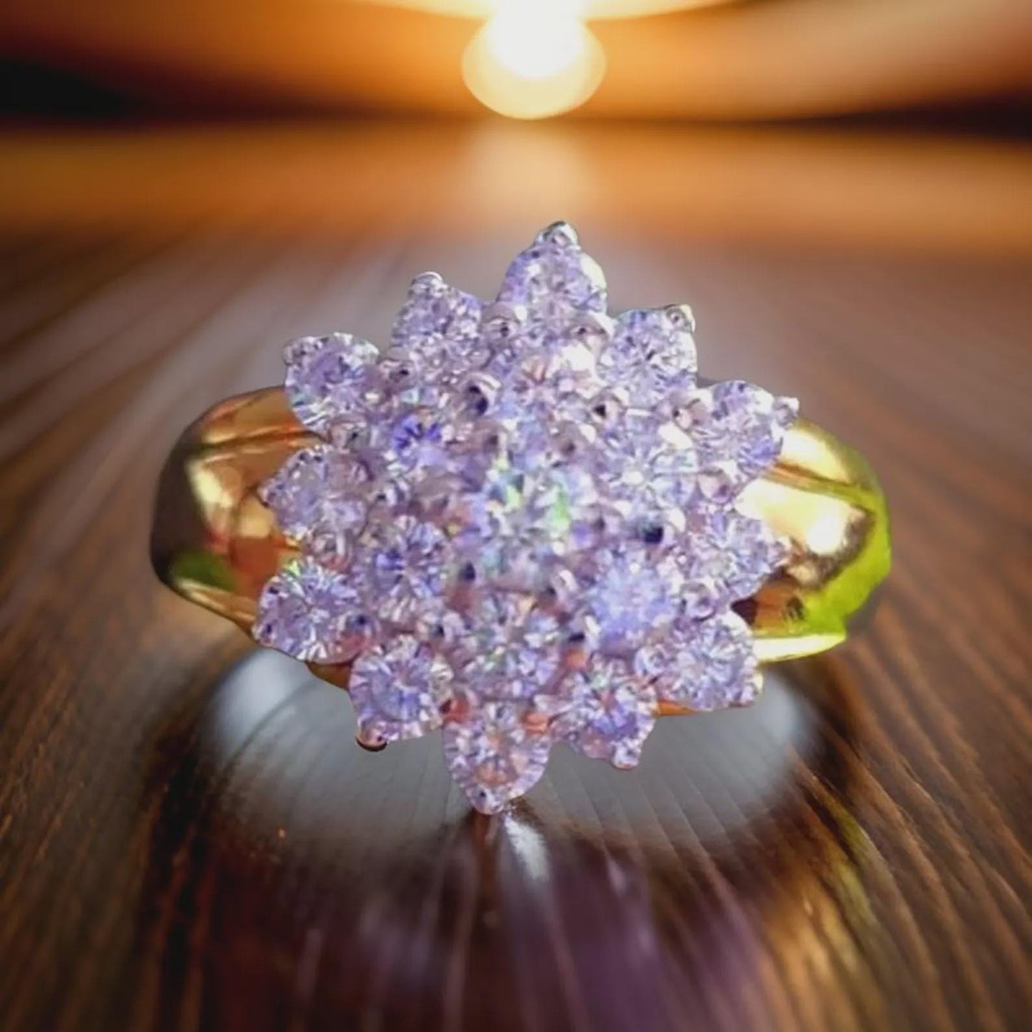 2Ct Diamond Round Cut Flower Shape Simulated Diamond Engagement Wedding Ring 14K Yellow Gold Plated,925 Silver Ring, Anniversary Ring