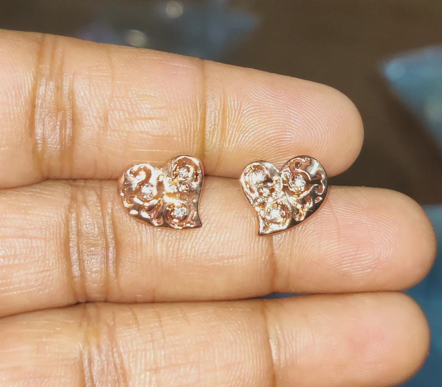 1.50Ct Diamond Stud Earrings VVS1 Diamond Cluster Heart Stud Earrings 14K Rose Gold Finish 925 Silver Stud Earrings Push Back Stud