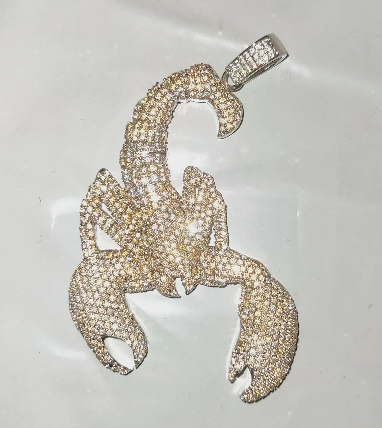 2Ct Scorpion Diamond Pendant Round Cut Simulated Diamond Pendant 925 Sterling Silver Pendant 14K White Gold Plated For Birthday, Party Wear