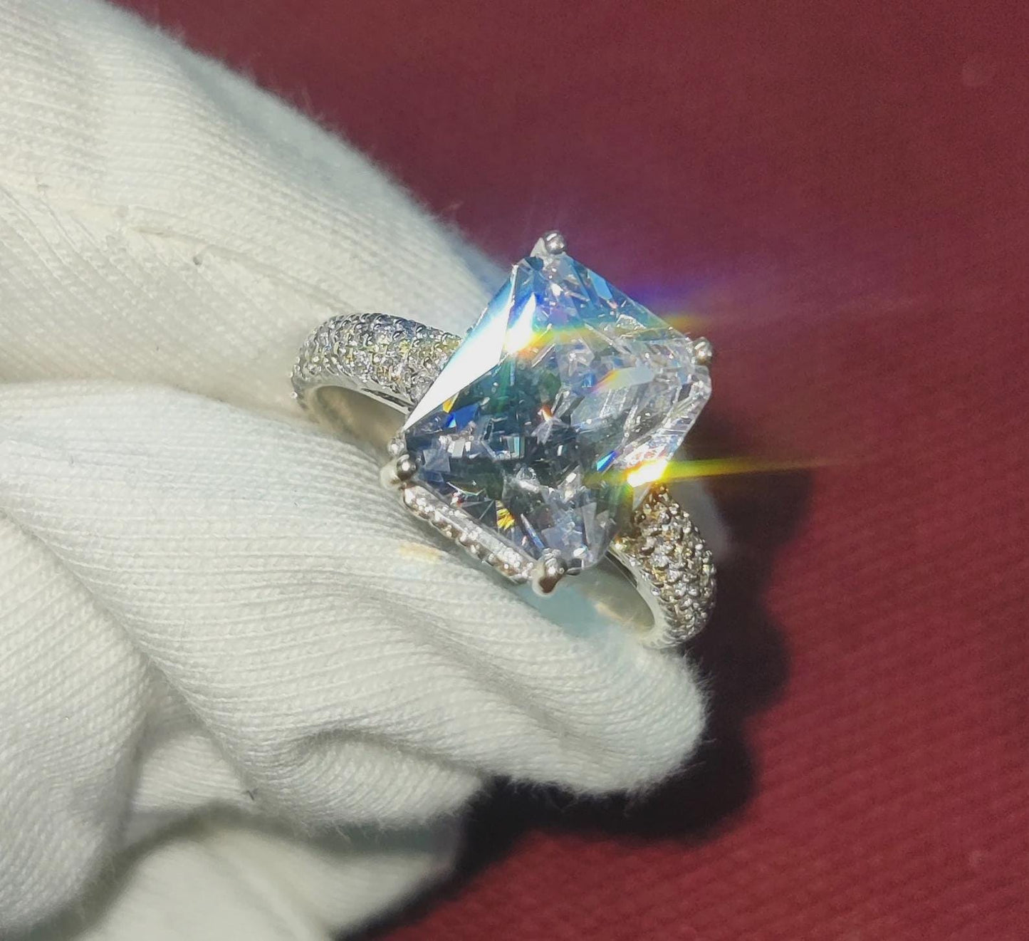 2.50Ct Emerald Cut Simulated Diamond Solitaire Engagement Anniversary Ring 14K White Gold Finish 925 Sterling Silver Wedding Gift For her