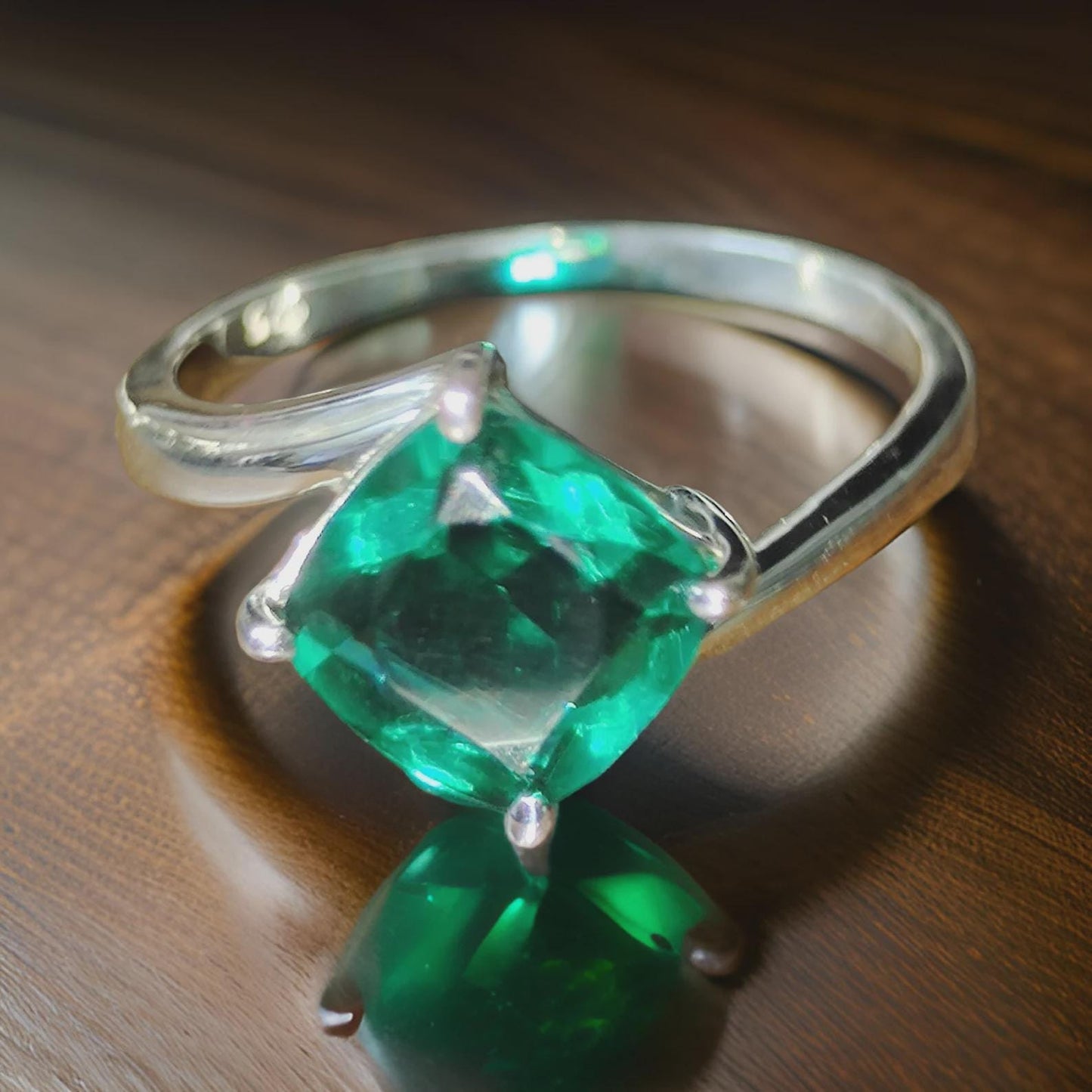 2.50Ct Cushion Cut Green Emerald VVS1 Diamond Solitaire Engagement Wedding Promise Ring 14K White Gold Finish Gift For Her ,Birthday Gift