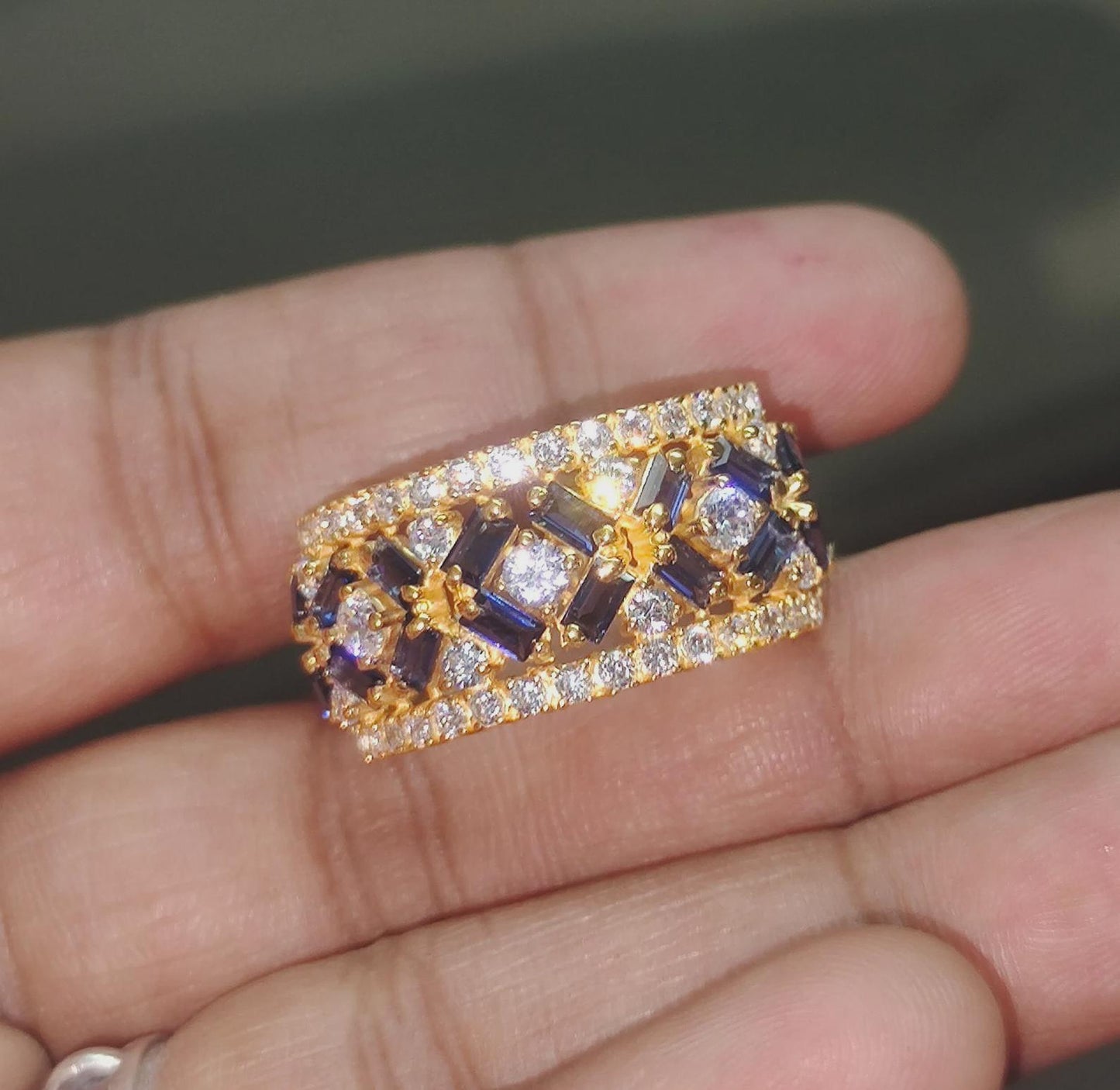 2Ct Baguette Cut Blue Sapphire Engagement Anniversary Wedding Women's Band Ring 14K Yellow Gold Finish Gift For Her ,Birthday Gift,