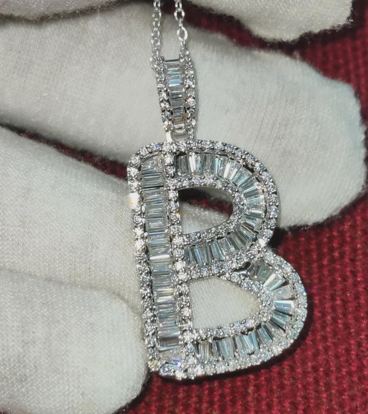 2Ct Diamond Baguette Cut Simulated Diamond Pendant, Custom Any Letter Diamond Pendant, Unisex Diamond Pendant, For Birthday Pendant Gift