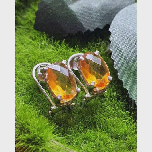 4Ct Oval Cut Drop Earrings Yellow Citrine Earring 14K White Gold Plated Women's Earrings 4 Prongs, Anniversary & Birthday Gift for Her