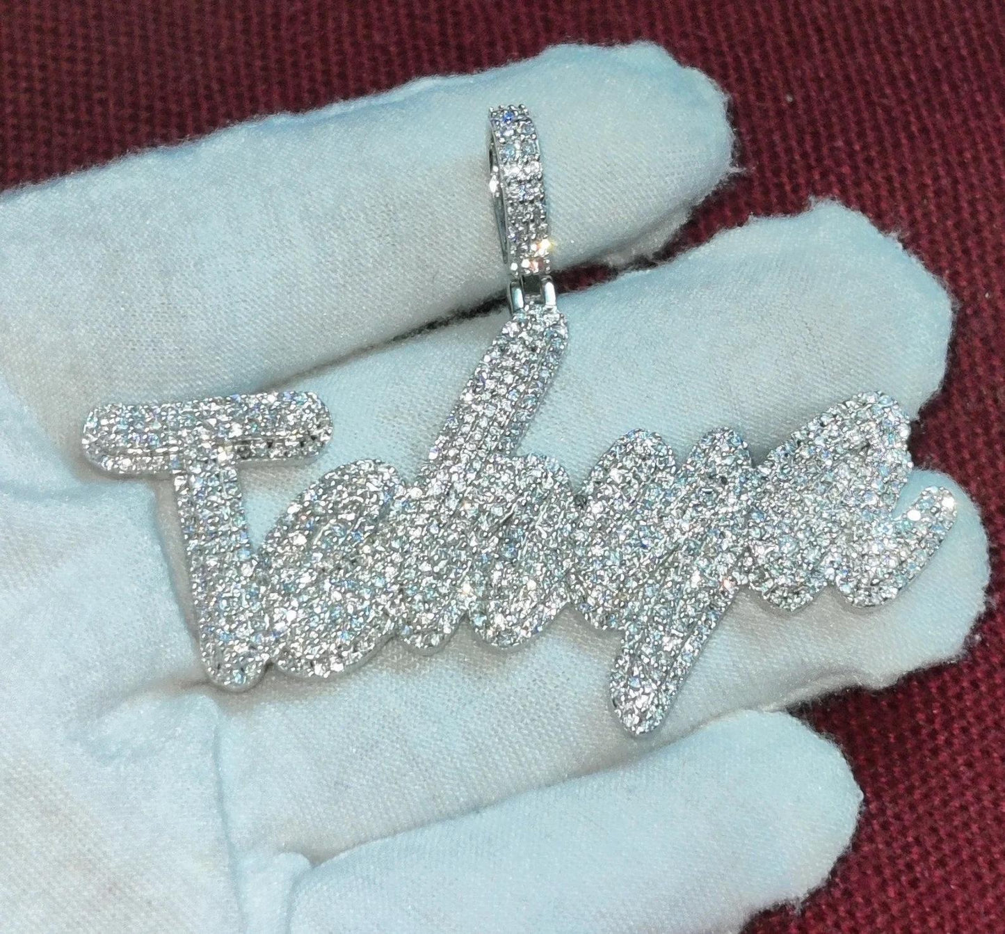 2Ct Diamond Round Cut Simulated Diamond Pendant, Custom Any Letter Diamond Pendant, 925 Sterling Silver For Birthday and Party Pendant Gift