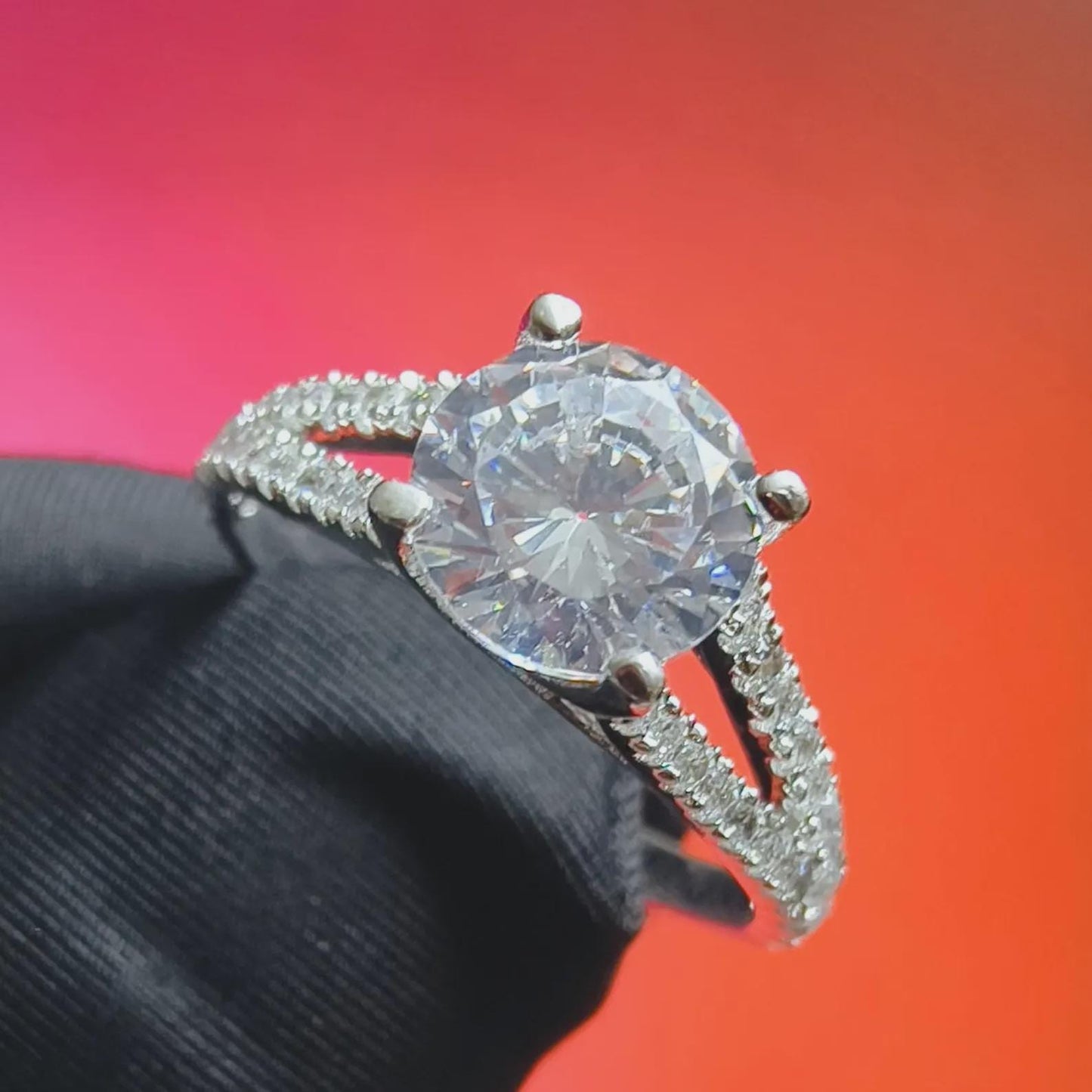 2Ct Round Cut Simulated White Diamond Wedding Engagement Anniversary Ring 14k White Gold Plated- 925 Silver, Gift for Her