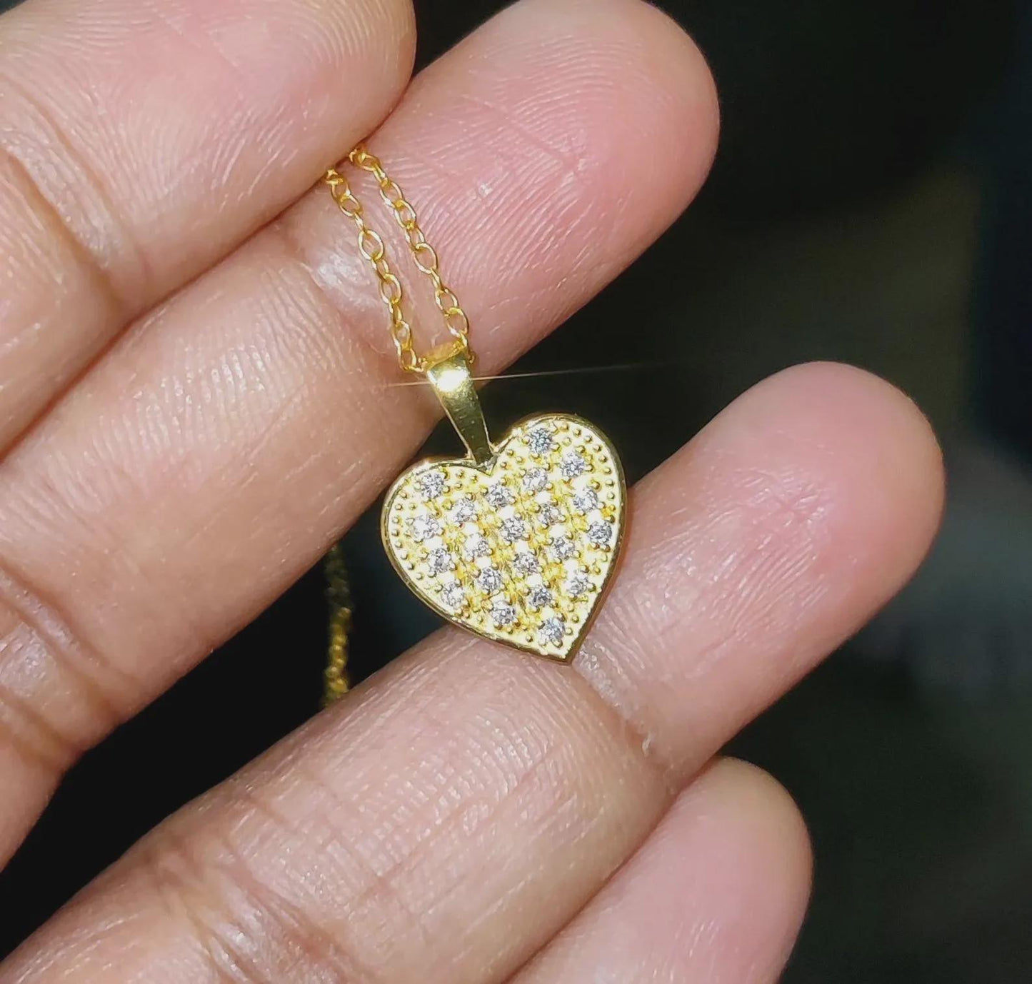 Diamond Heart Pendant Simulated Round Cut Pendant 14K Yellow Gold Plated Love Theme Pendant 925 Sterling Silver For Party Birthday