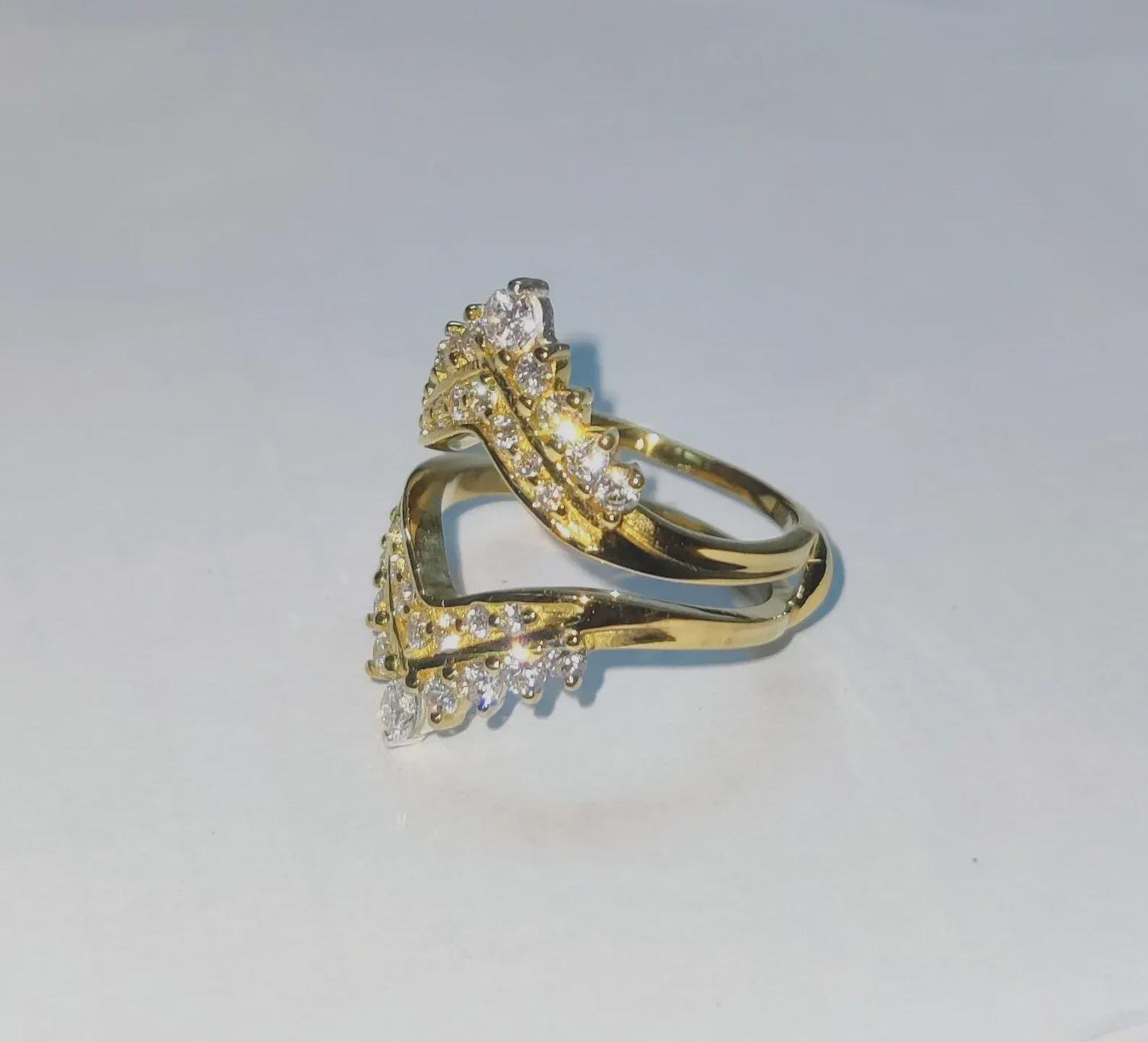 2Ct Round Cut Simulated Diamond Enhancer Guard Ring Engagement Ring 14K Yellow Gold Finish Sterling Silver Anniversary Ring Gift For Party