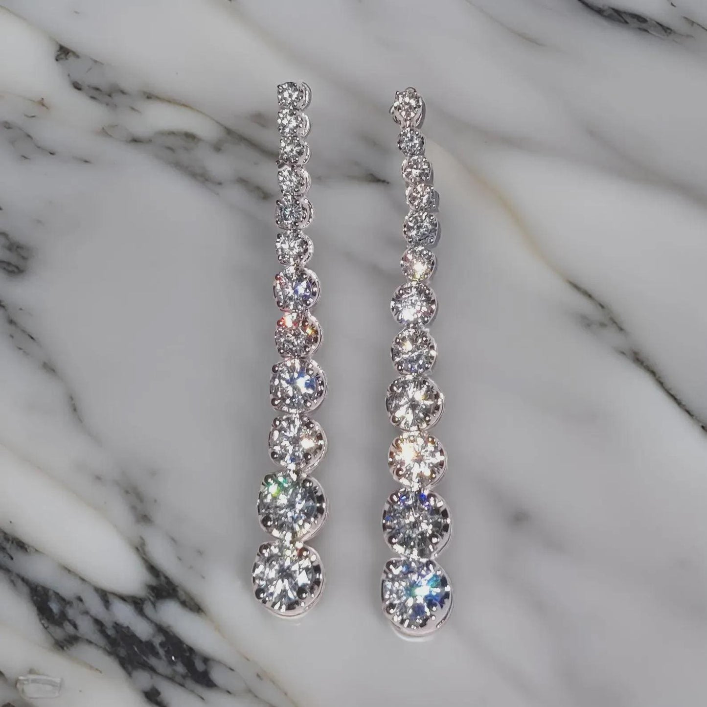 2Ct Diamond Dangle Earrings Round Simulated Diamond Drop Earrings 14K White Gold Plated Silver Drop Dangle Earrings , Special occasion Wear