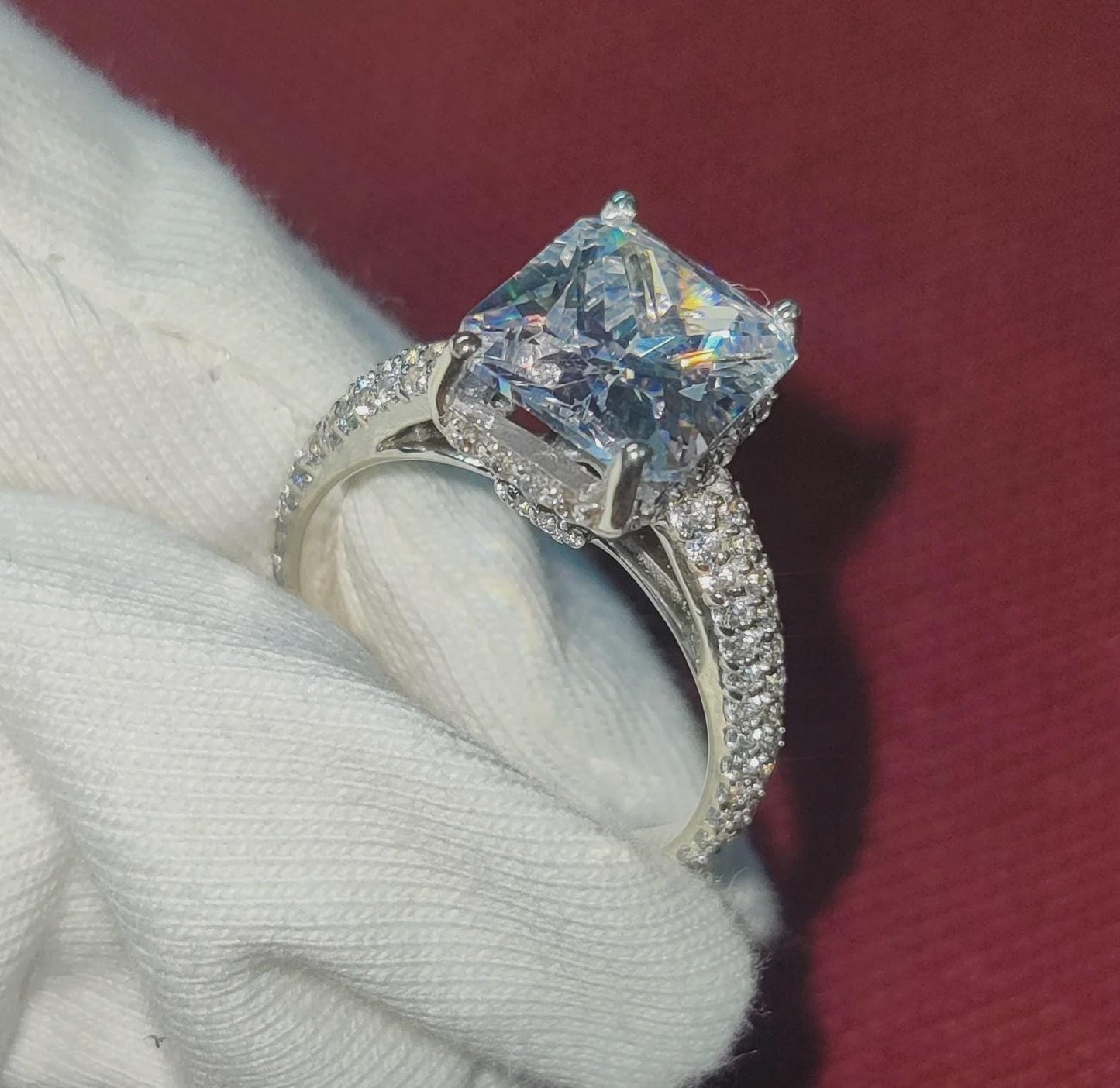 2.50Ct Emerald Cut Simulated Diamond Solitaire Engagement Anniversary Ring 14K White Gold Finish 925 Sterling Silver Wedding Gift For her