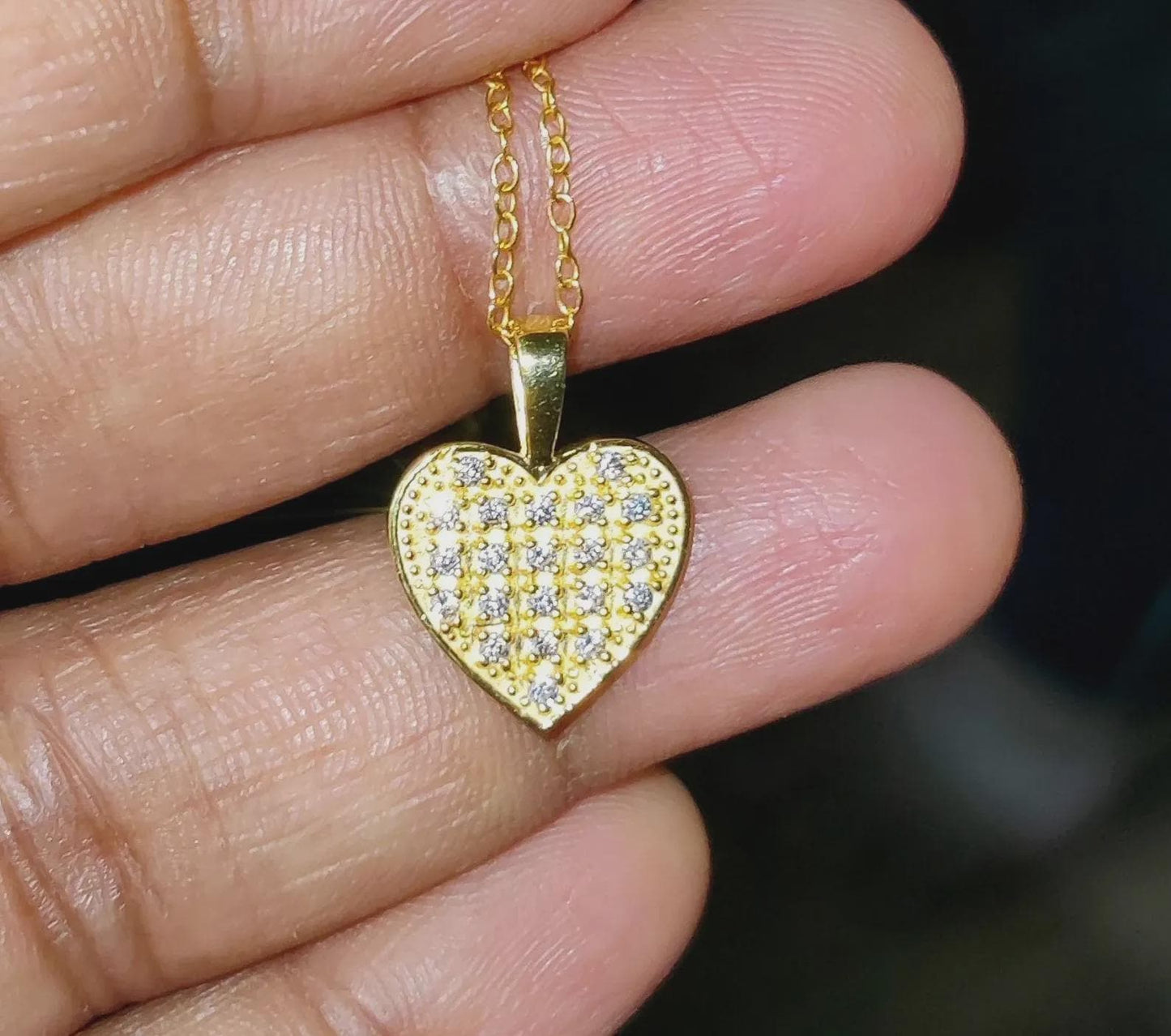 Diamond Heart Pendant Simulated Round Cut Pendant 14K Yellow Gold Plated Love Theme Pendant 925 Sterling Silver For Party Birthday