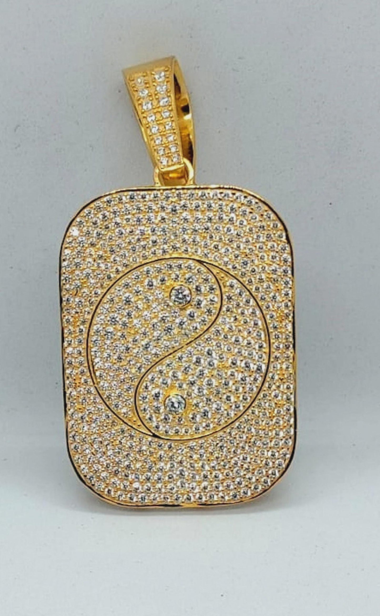 2Ct Round Cut Simulated Diamond Dog Tag Pendant 14K Yellow Gold Plated Unisex Diamond Pendant 925 Sterling Silver Custom Engraved Necklace