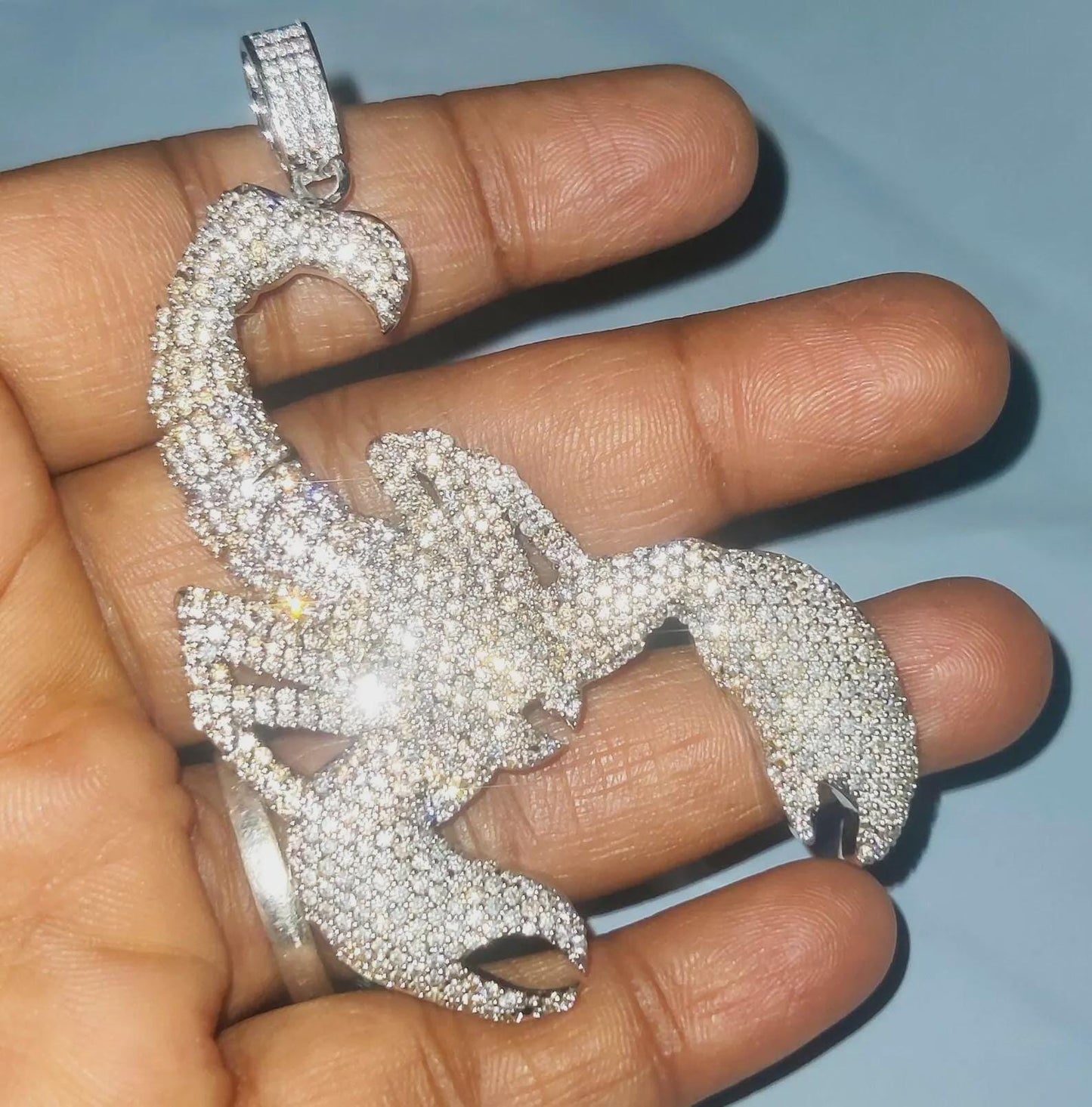 2Ct Scorpion Diamond Pendant Round Cut Simulated Diamond Pendant 925 Sterling Silver Pendant 14K White Gold Plated For Birthday, Party Wear