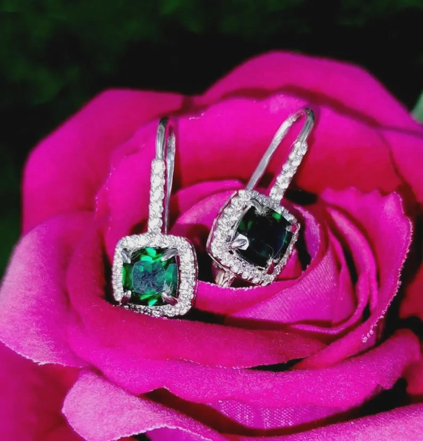 2Ct Emerald  Cut Green Emerald Elegant Drop Dangle Women's Earrings 14K White Gold Plated - 925 Silver