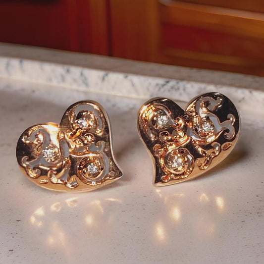 1.50Ct Diamond Stud Earrings VVS1 Diamond Cluster Heart Stud Earrings 14K Rose Gold Finish 925 Silver Stud Earrings Push Back Stud