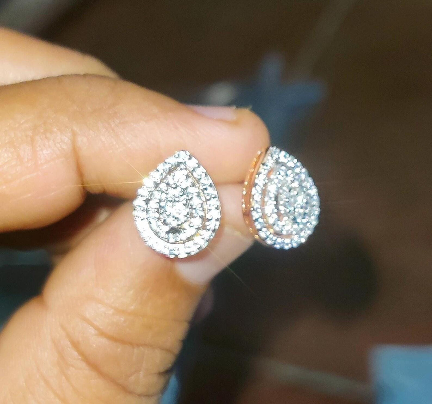 2Ct Diamond Stud Earrings VVS1 Diamond Cluster Halo Stud Earrings 14K Rose Gold Finish 925 Silver Stud Earrings Push Back Stud