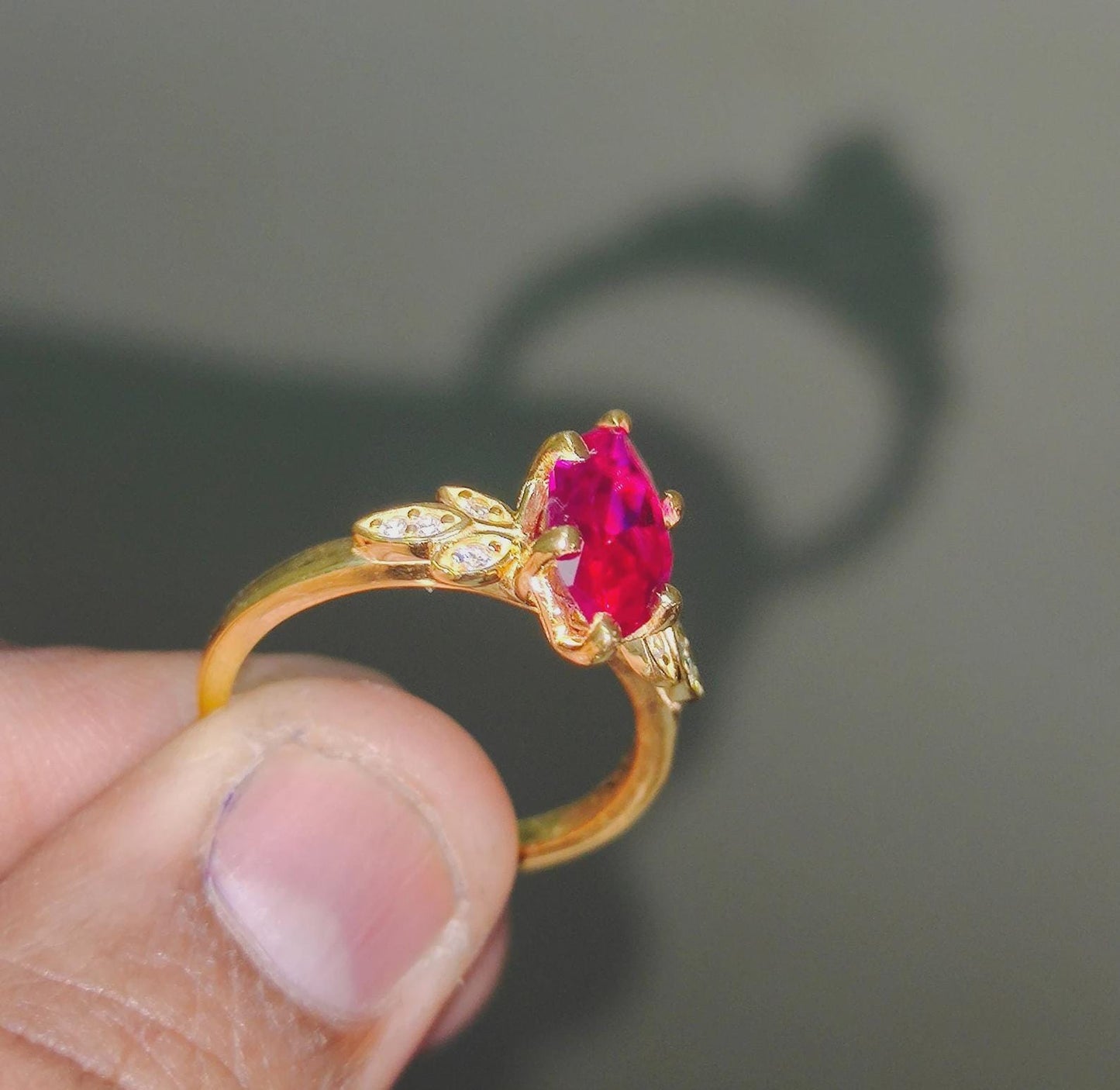 2.50Ct Marquise Cut Ruby & Diamond Solitaire Women Engagement Wedding Band Cocktail Ring 14K Yellow Gold Finish Gift For Her ,Birthday Gift