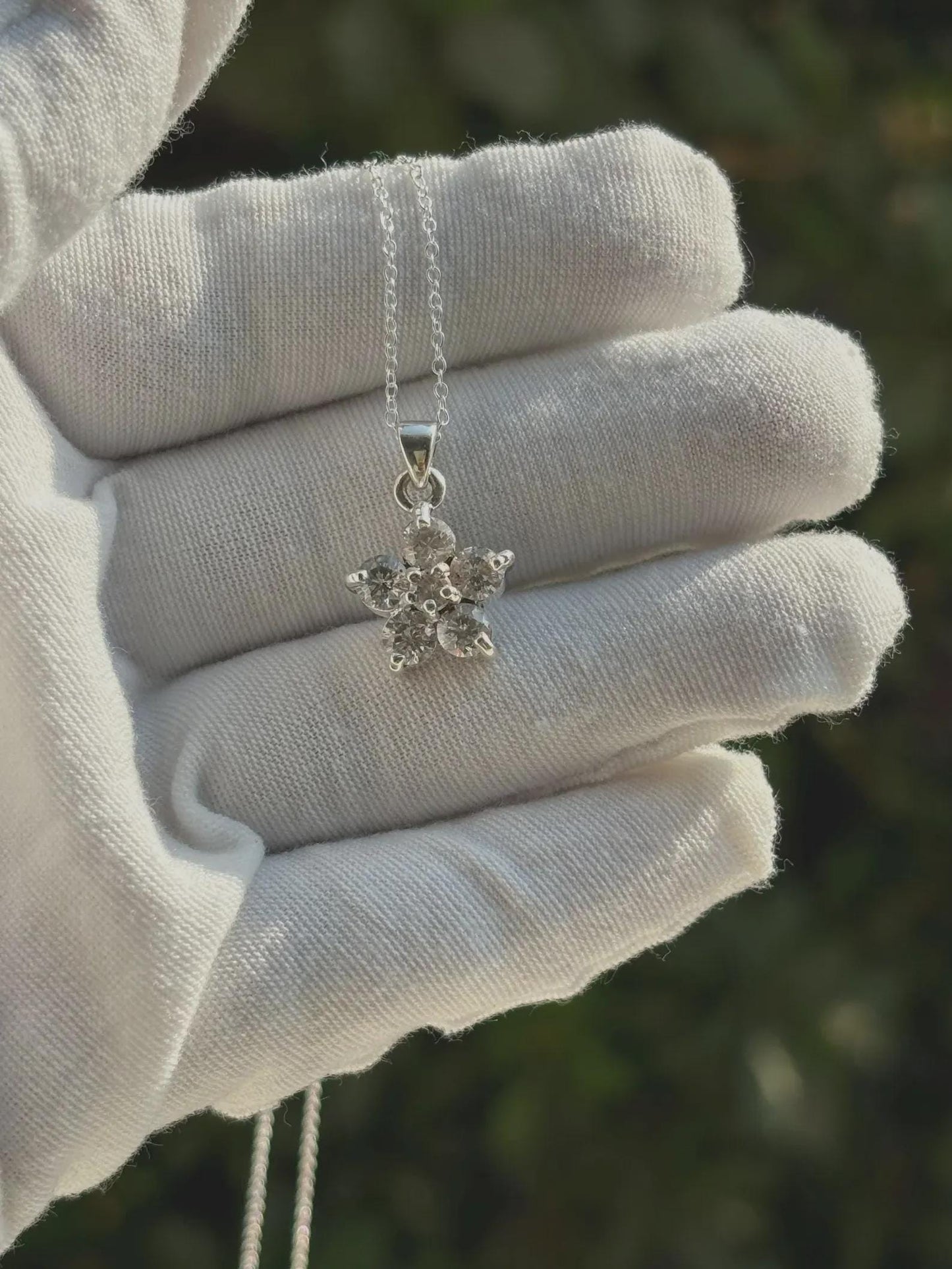 1.50Ct Round Cut Flower Pendant 14K White Gold Plated 925 Silver Prong Setting Pendant, Anniversary Gift Pendant