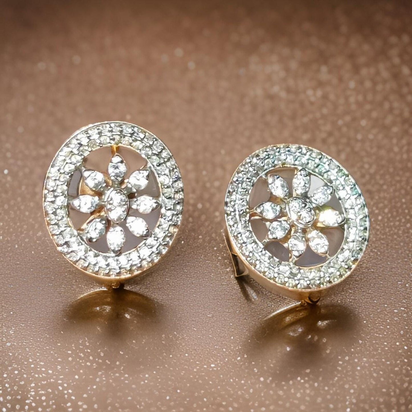 2Ct Round Stud Earrings VVS1 Diamond Cluster Halo Stud Earrings 14K Yellow Gold Finish 925 Silver Stud Earrings Push Back Stud