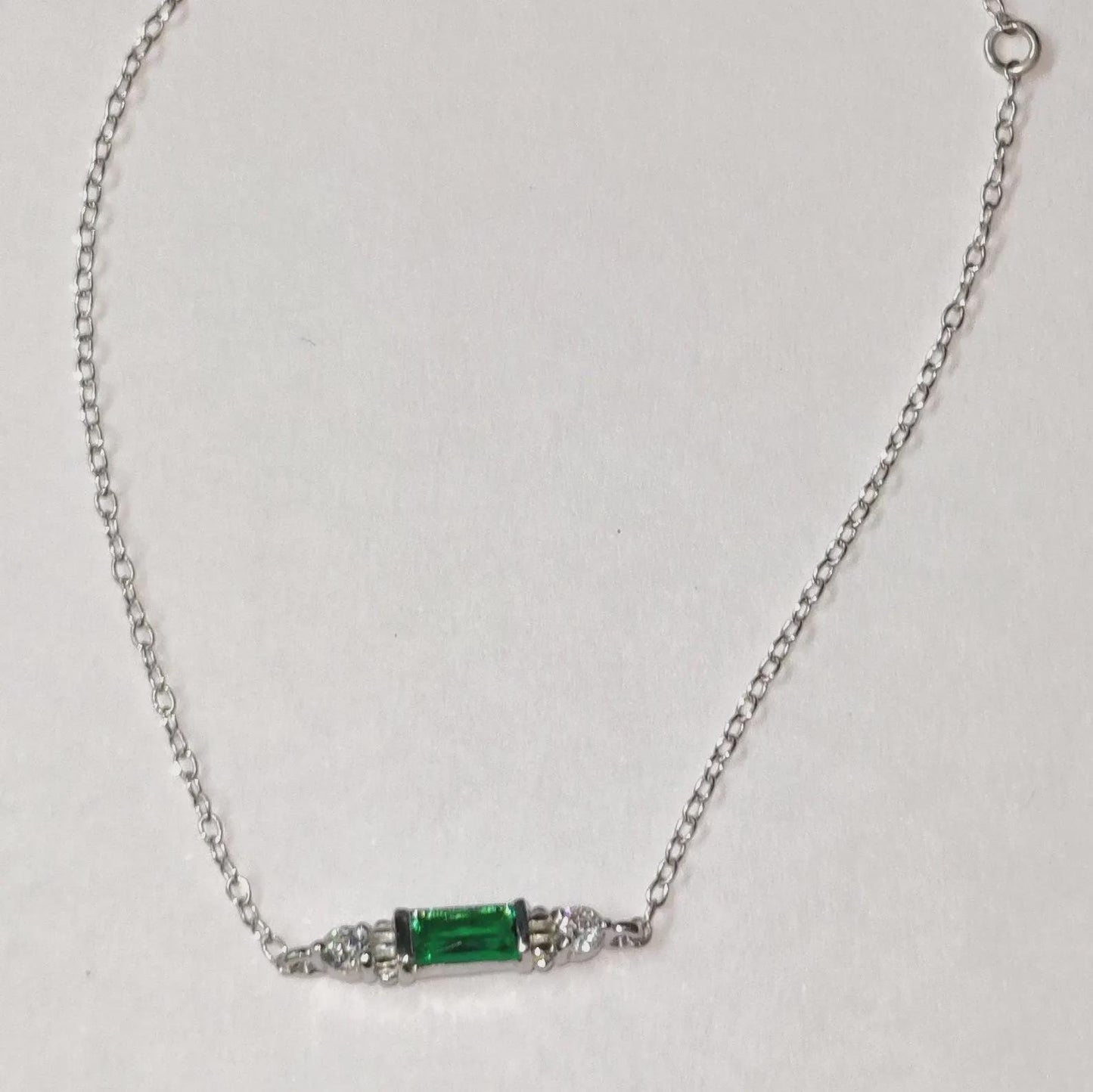 0.20Ct Baguette Cut Simulated Emerald Bracelet 14K White Gold Finish Sterling 925 Silver Bracelet Gift For her Birthday Gift and Party Wear