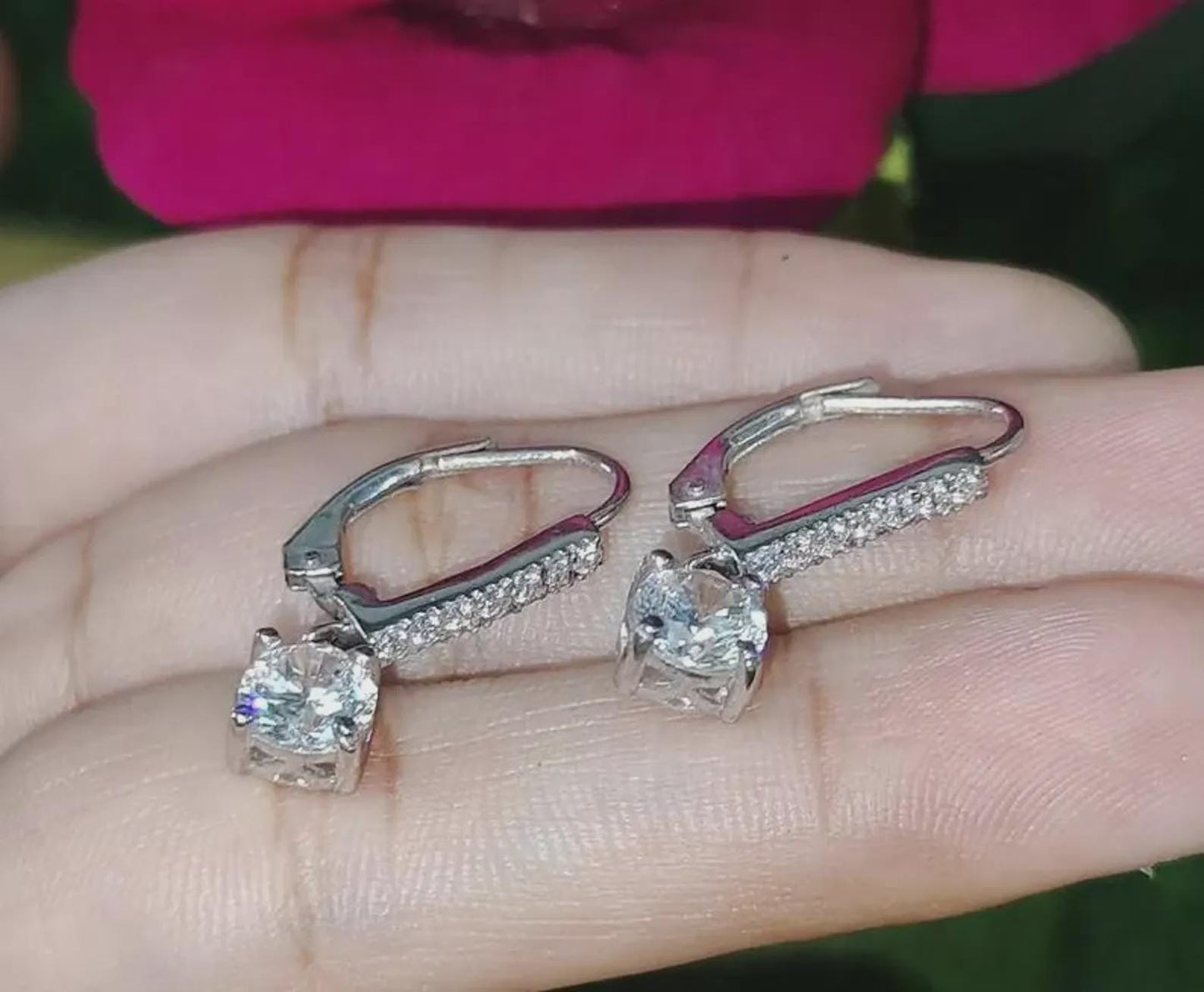 2Ct Round Cut Simulated Diamond Drop Dangle Women's Earrings 14K White Gold Plated 925 Sterling Silver, Gift For Birthday Wear