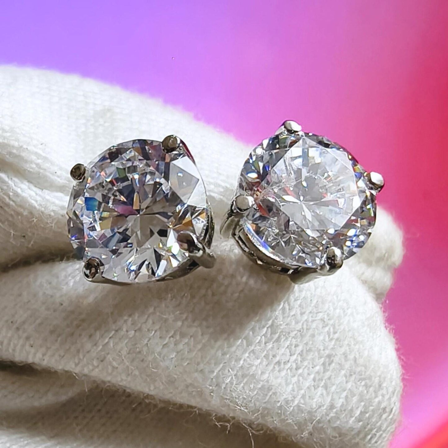 2Ct Round Cut VVS1 Diamond 14K White Gold Finish Halo Stud Earrings 925 Sterling Silver For Birthday gift and Daily wear