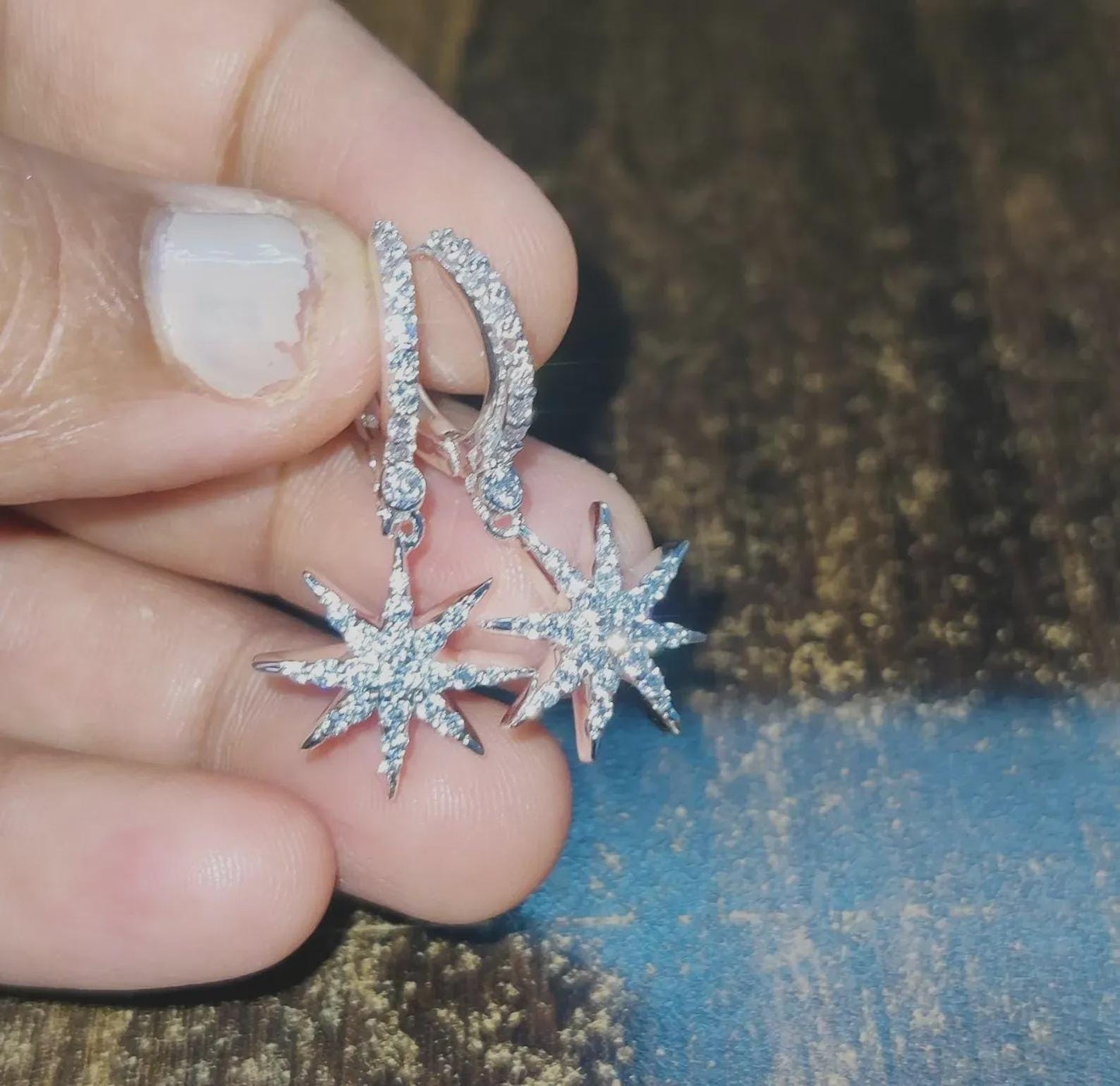 2Ct Round Cut Simulated Diamond Sunburst Drop Dangle Earrings 14K White Gold Finish Sterling Silver Clip On Earrings Gift for Birthday